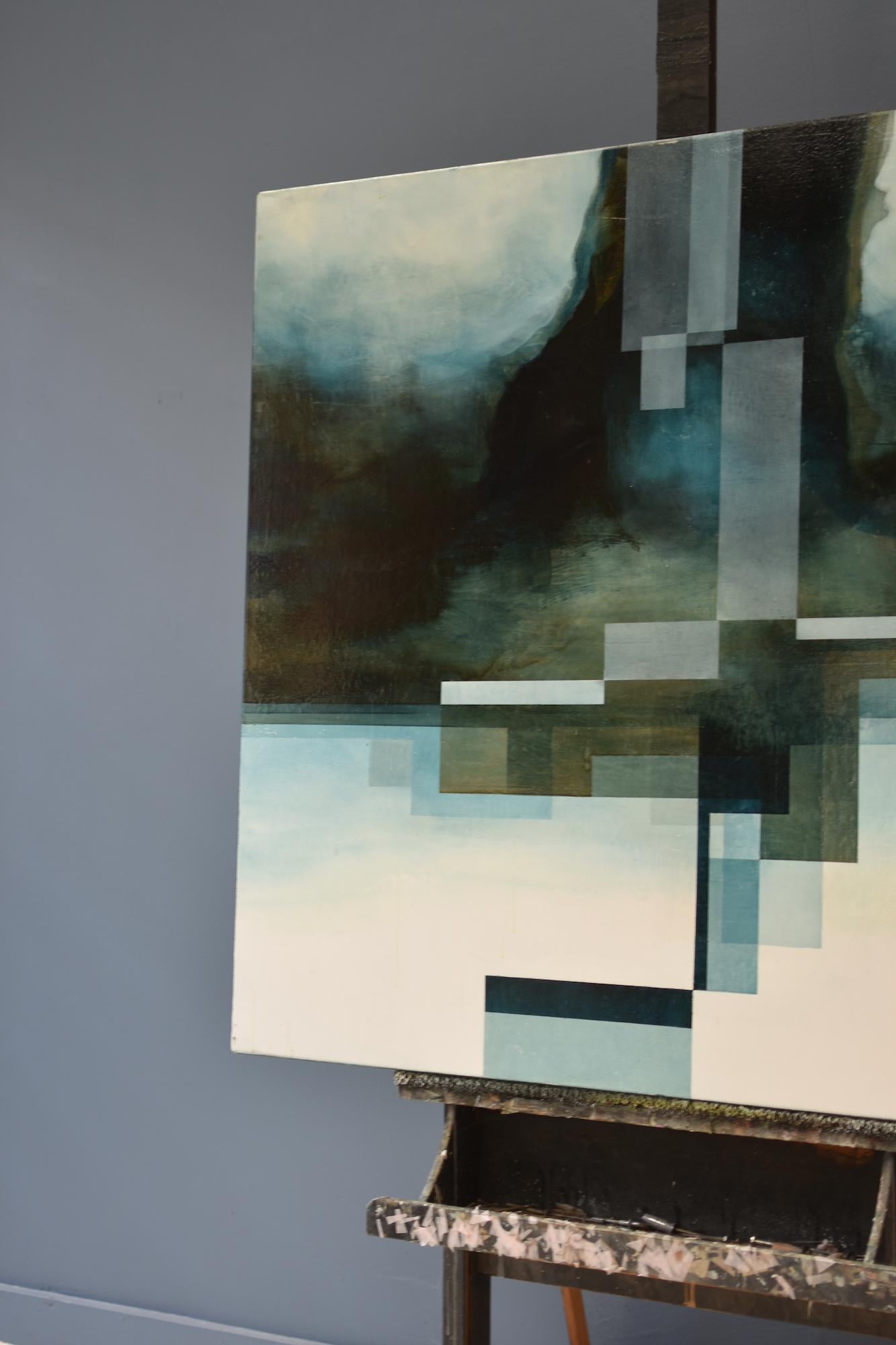Dios de neón I de Joachim van der Vlugt - Pintura semiabstracta, tonos azules, oscuros en venta 11