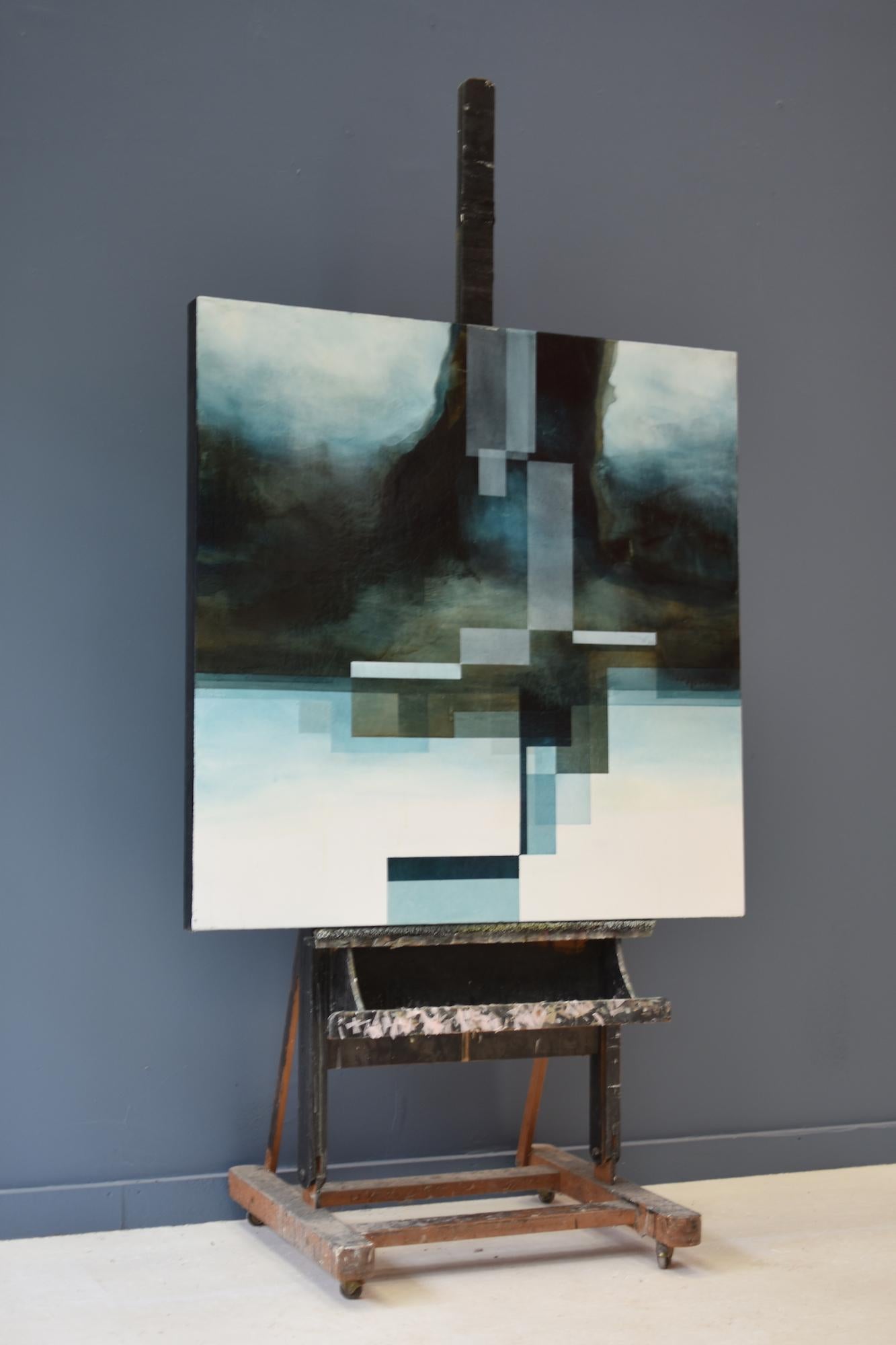 Dios de neón I de Joachim van der Vlugt - Pintura semiabstracta, tonos azules, oscuros en venta 5