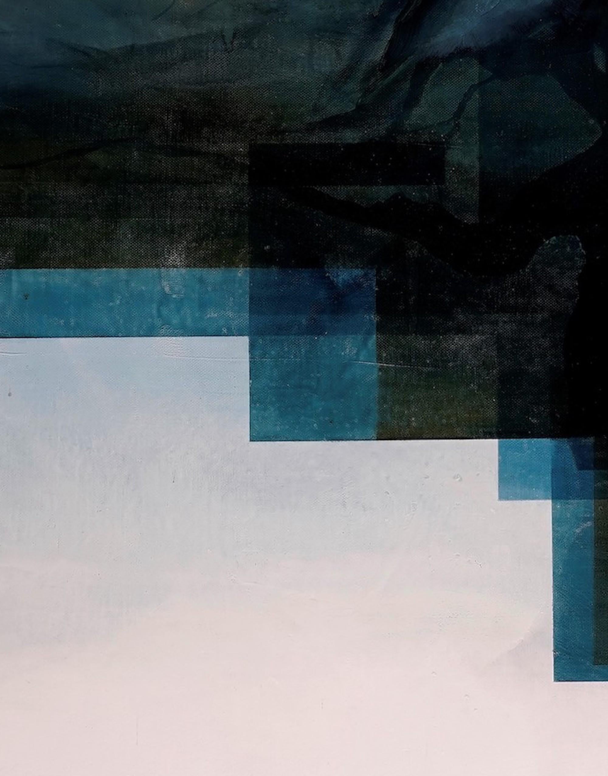 Neon God II von Joachim van der Vlugt - Halbabstrakte Malerei, Blautöne, Baum im Angebot 9