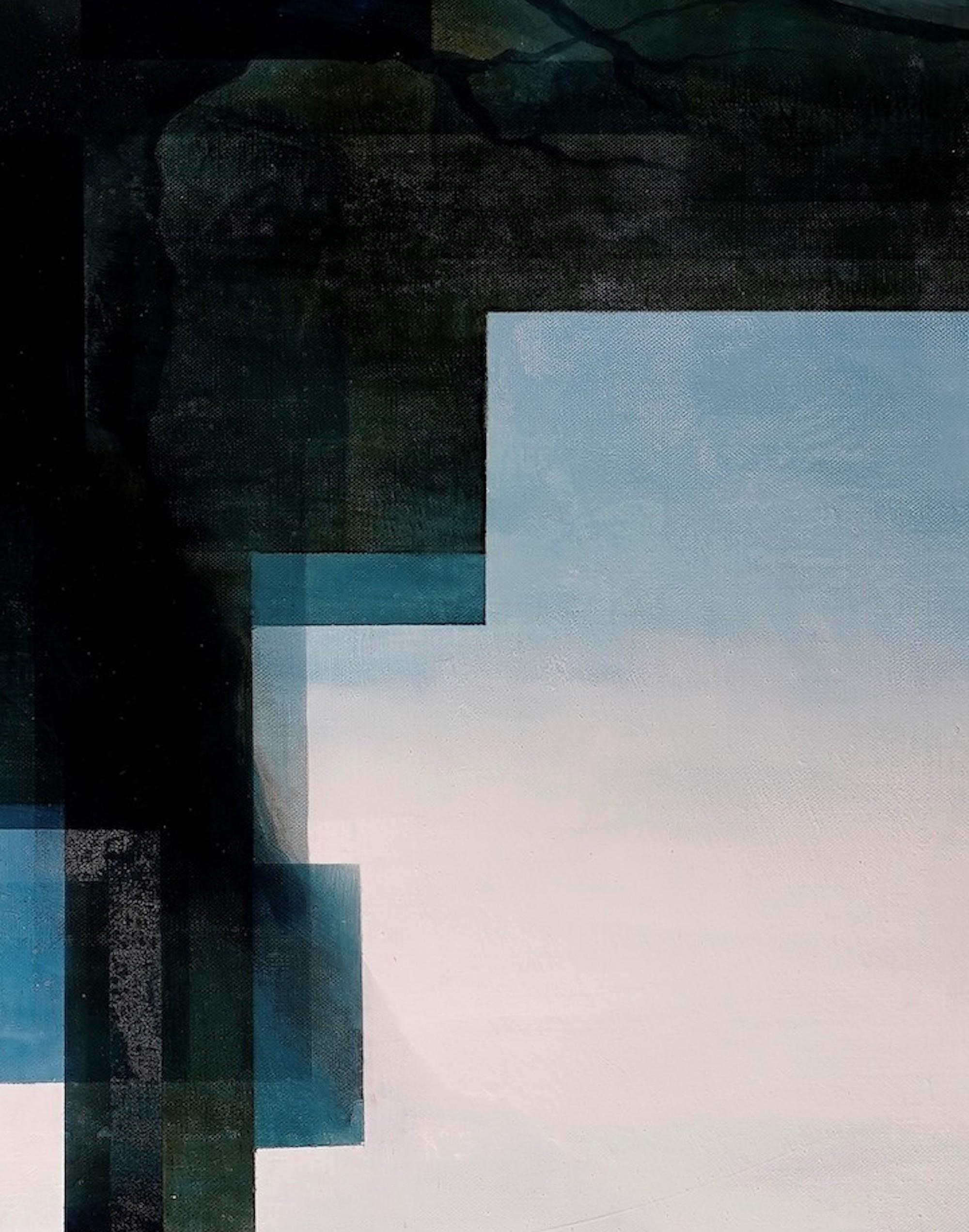 Neon God II von Joachim van der Vlugt - Halbabstrakte Malerei, Blautöne, Baum im Angebot 10