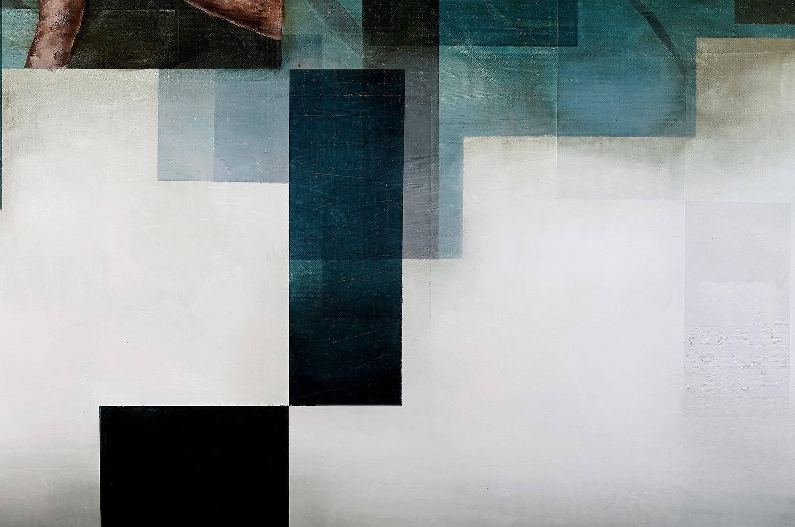 Root III by Joachim van der Vlugt - Semi-abstract painting, blue tones, tree For Sale 7