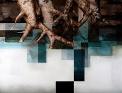 Die Wurzelwurzel III von Joachim van der Vlugt – halb-abstrakte Malerei, Blautöne, Baum