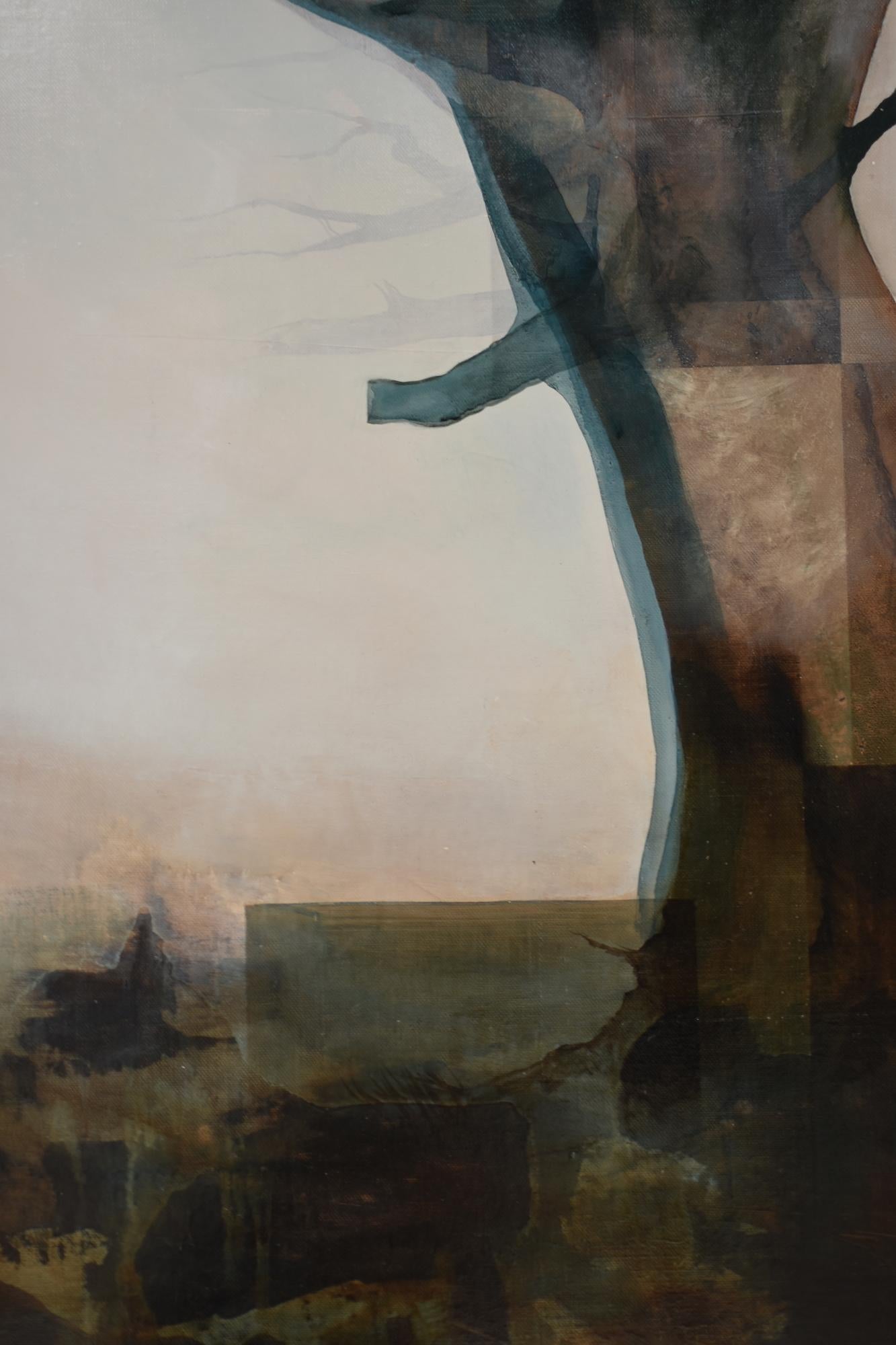 Root IV by Joachim van der Vlugt - Semi-abstract painting, blue tones, tree For Sale 9