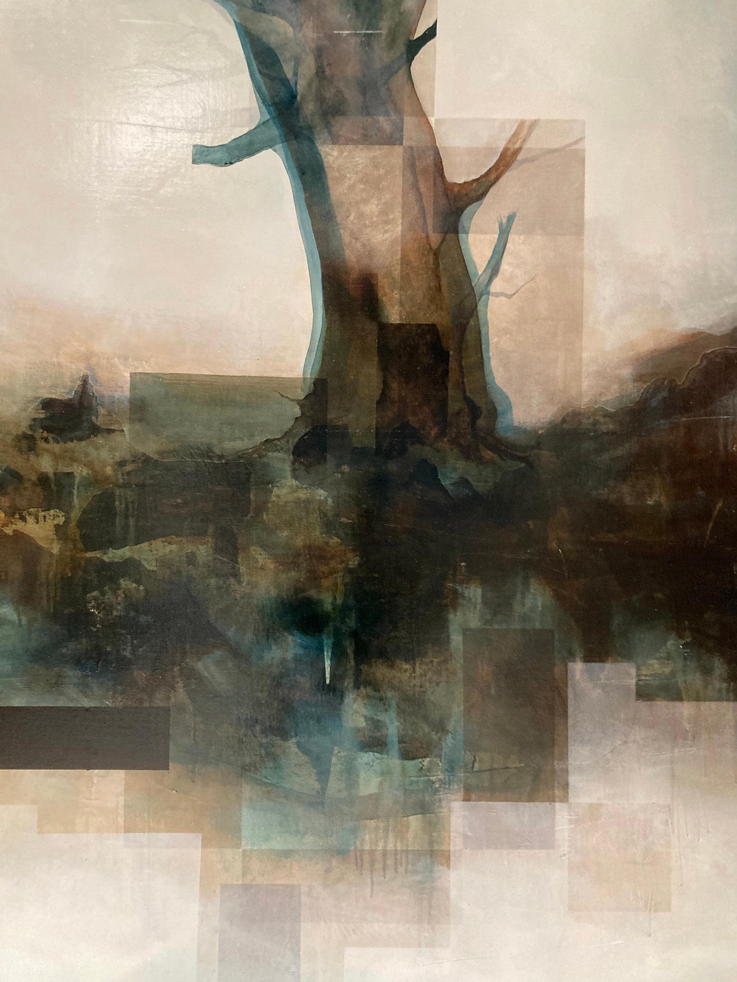 Root IV by Joachim van der Vlugt - Semi-abstract painting, blue tones, tree For Sale 10