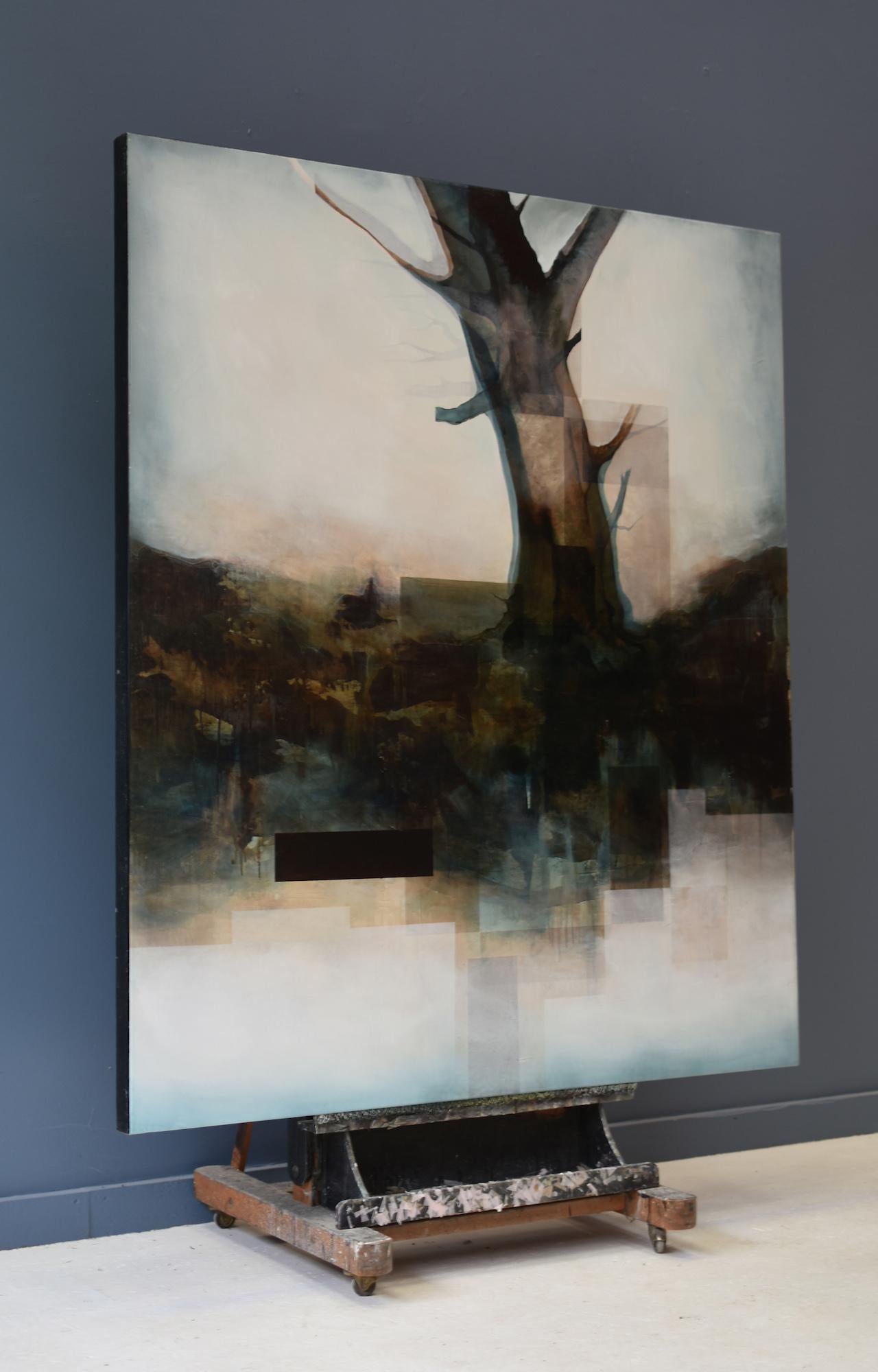 Root IV by Joachim van der Vlugt - Semi-abstract painting, blue tones, tree For Sale 4