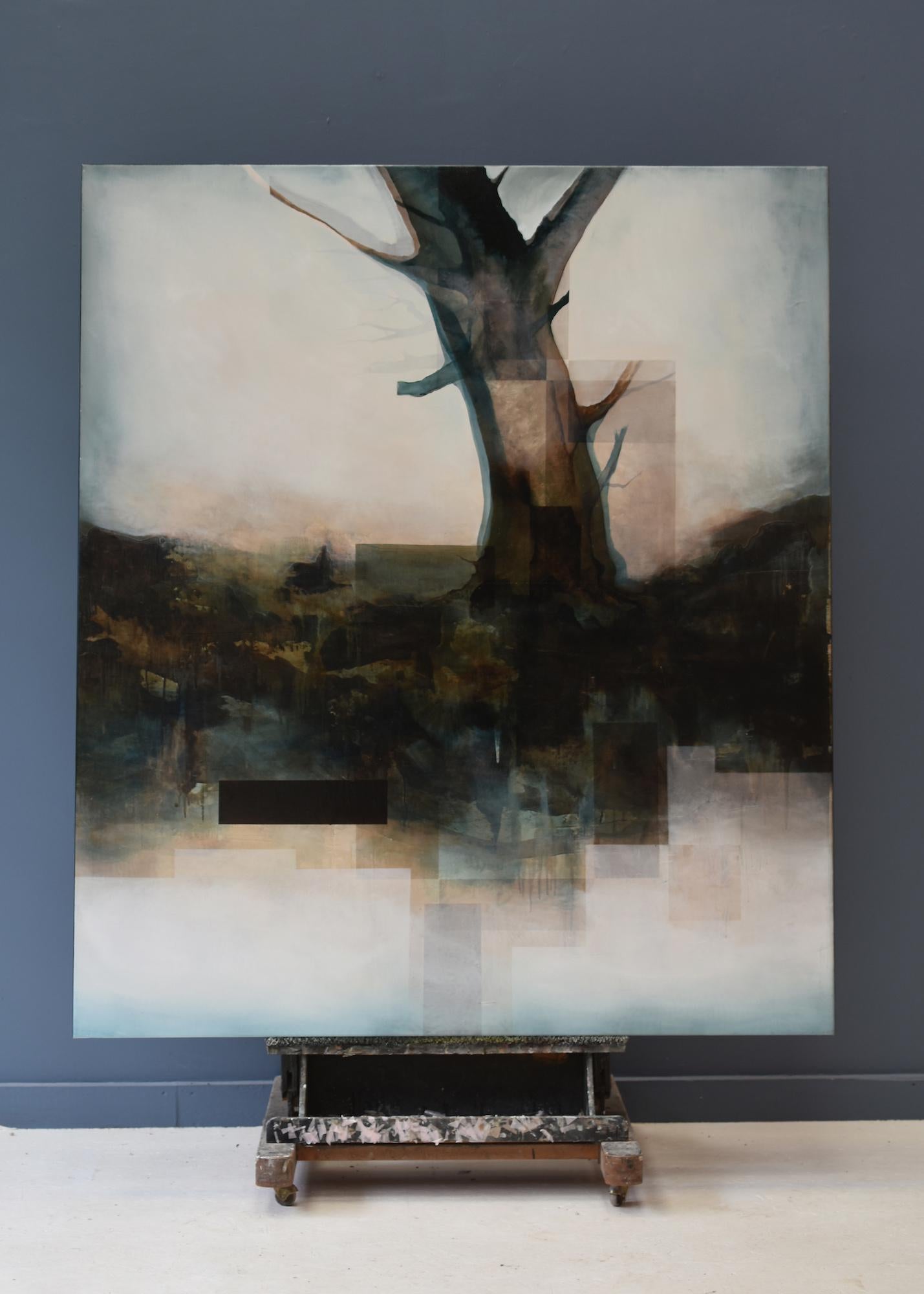 Root IV by Joachim van der Vlugt - Semi-abstract painting, blue tones, tree For Sale 5