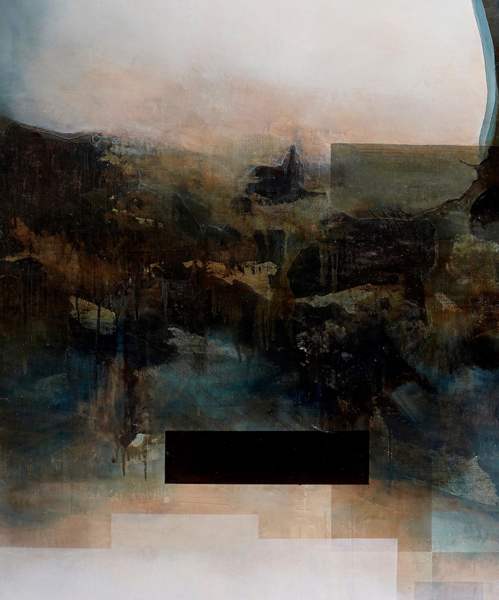 Root IV by Joachim van der Vlugt - Semi-abstract painting, blue tones, tree For Sale 7