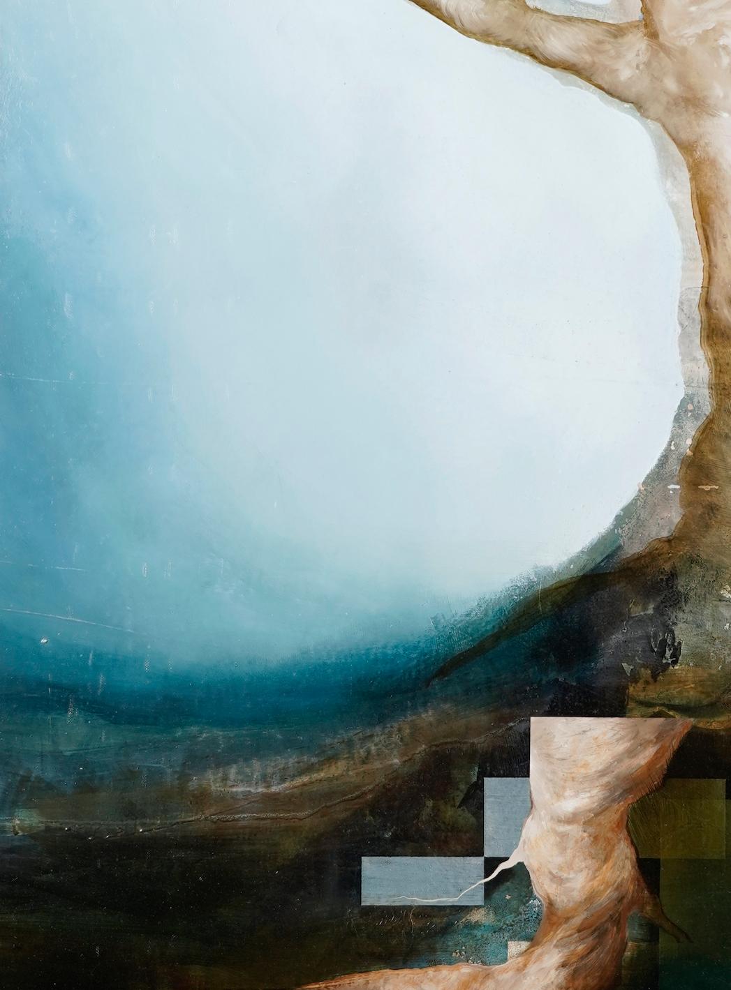 Root VI by Joachim van der Vlugt - Semi-abstract painting, blue tones, tree For Sale 7