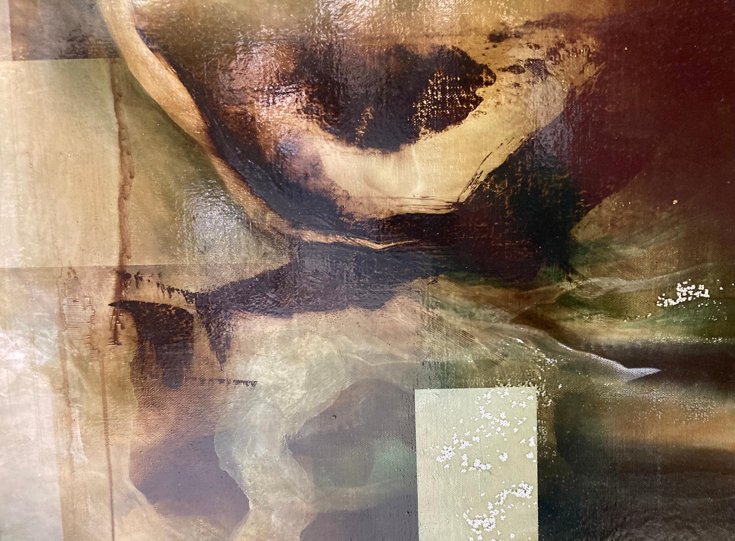 Root VII de Joachim van der Vlugt, peinture semi-abstraite, tons verts, nature en vente 10