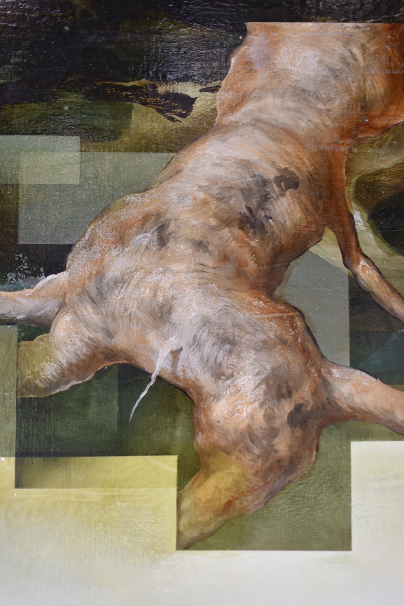 Root VII de Joachim van der Vlugt, peinture semi-abstraite, tons verts, nature en vente 11