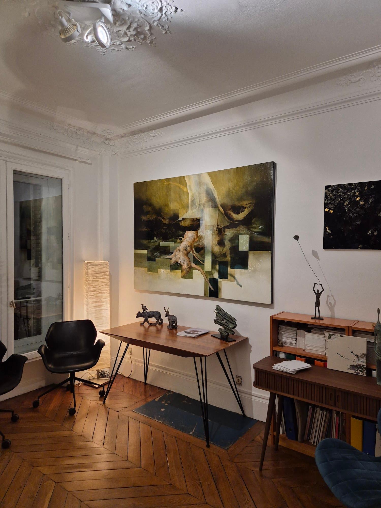 Root VII de Joachim van der Vlugt, peinture semi-abstraite, tons verts, nature en vente 14