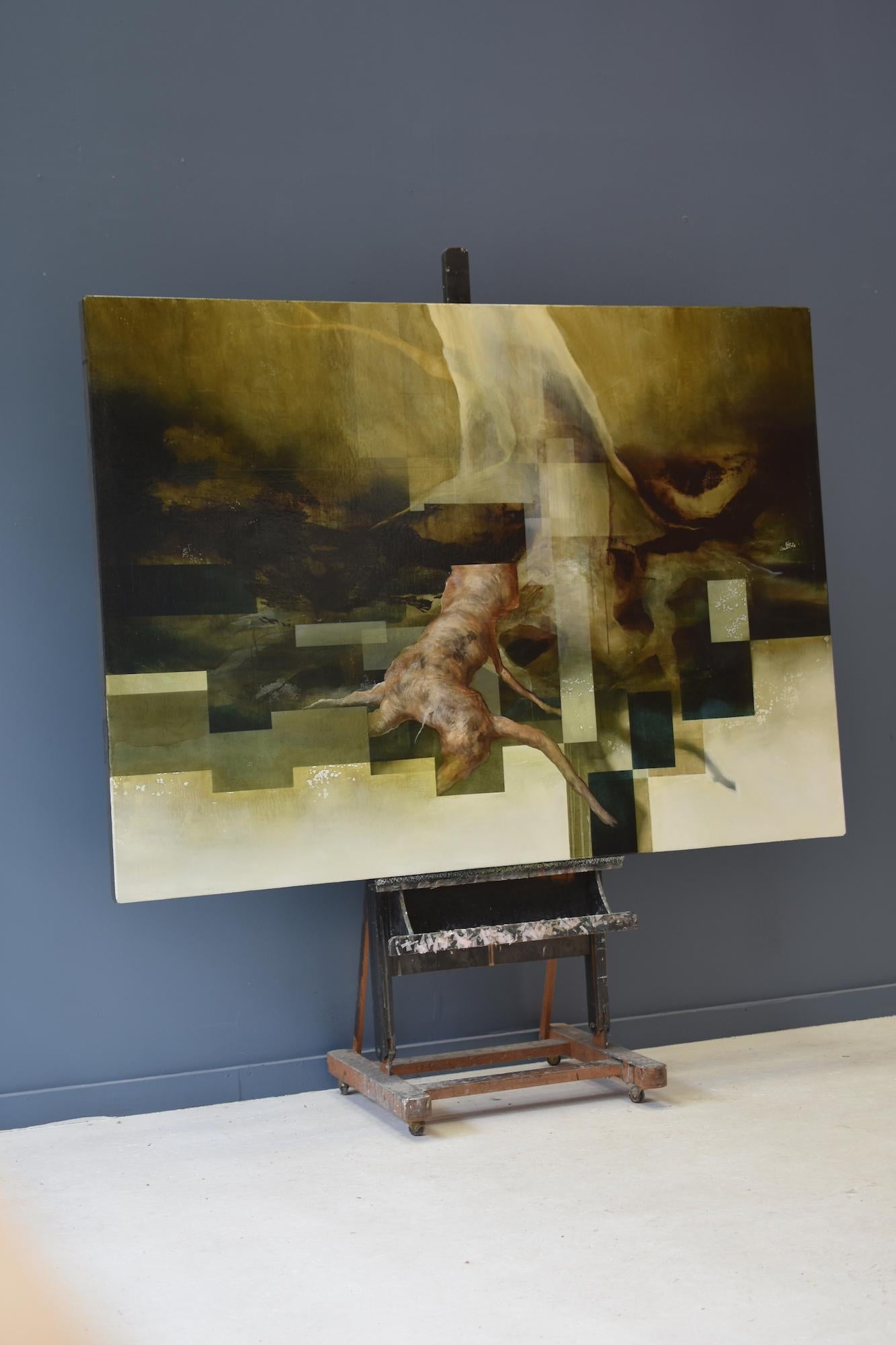 Root VII de Joachim van der Vlugt, peinture semi-abstraite, tons verts, nature en vente 3