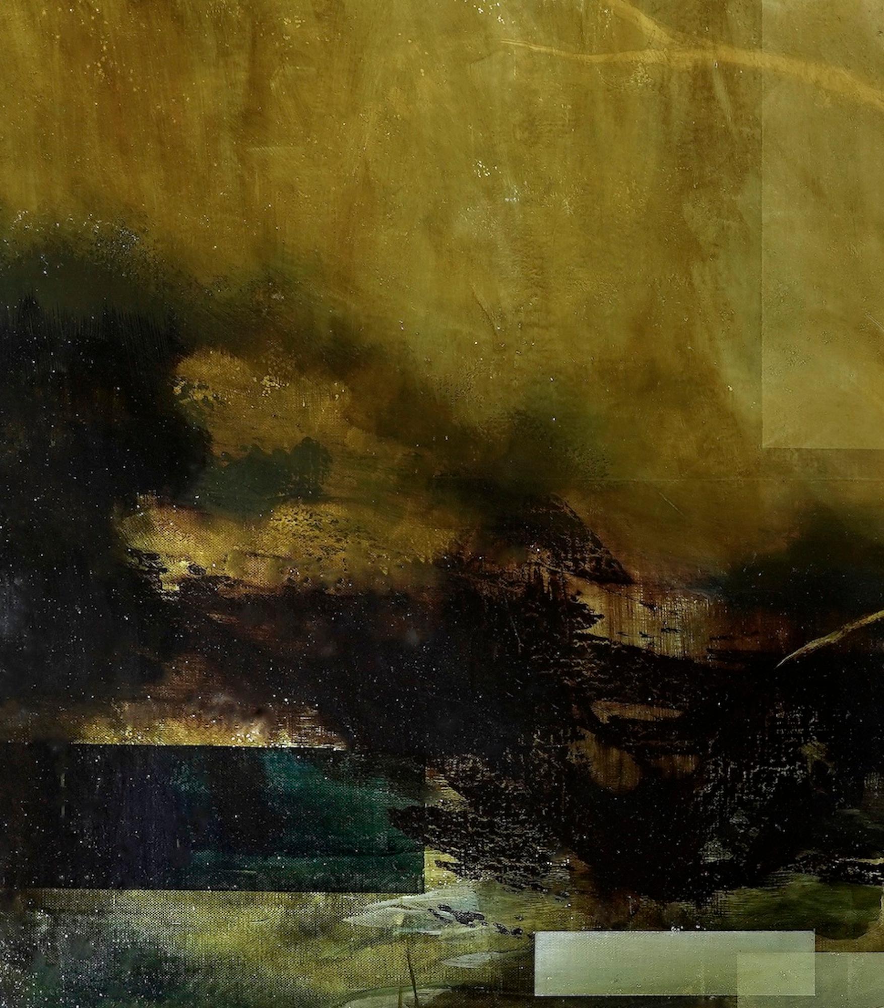 Root VII de Joachim van der Vlugt, peinture semi-abstraite, tons verts, nature en vente 7