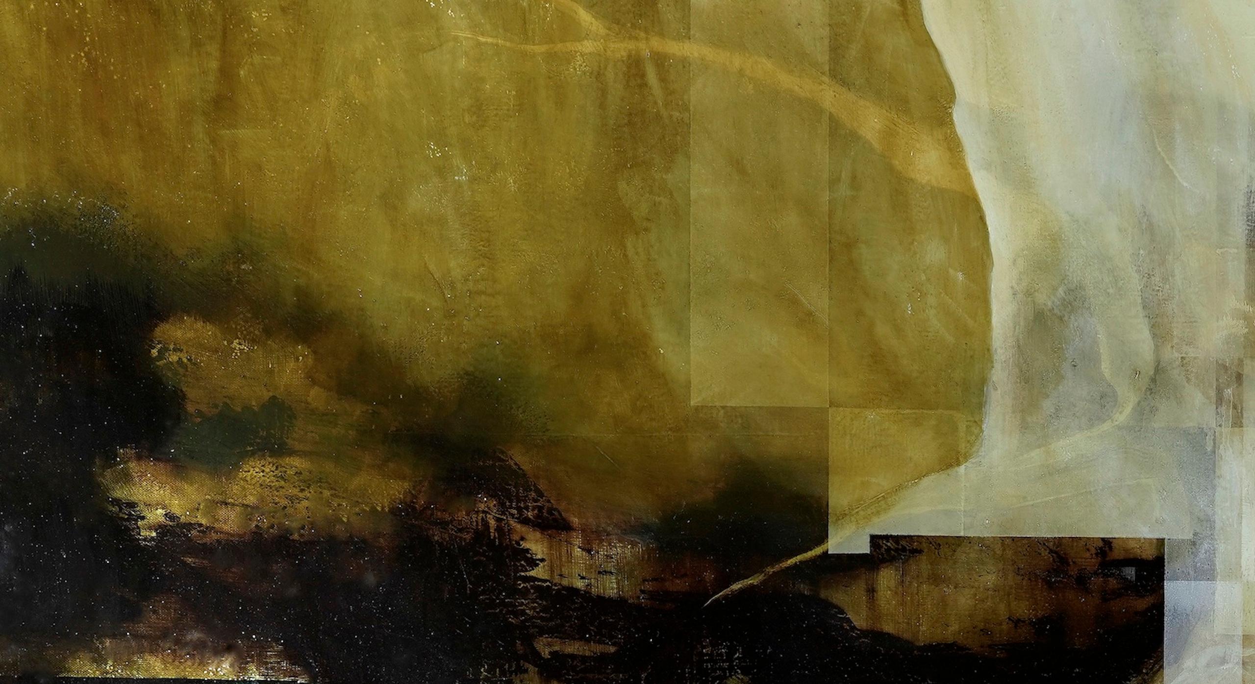 Root VII de Joachim van der Vlugt, peinture semi-abstraite, tons verts, nature en vente 8