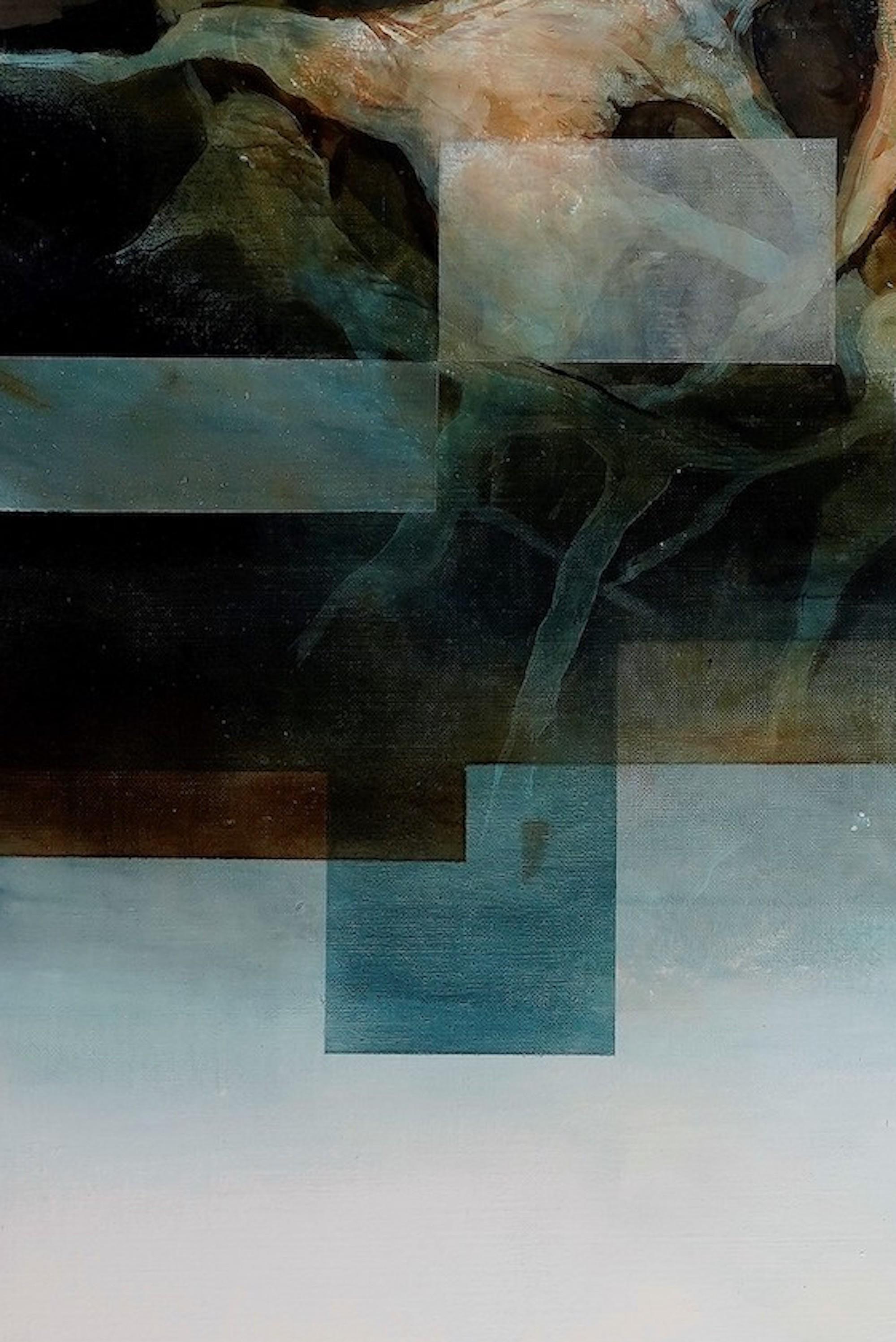 Root VIII by Joachim van der Vlugt - Semi-abstract painting, blue tones, tree For Sale 4