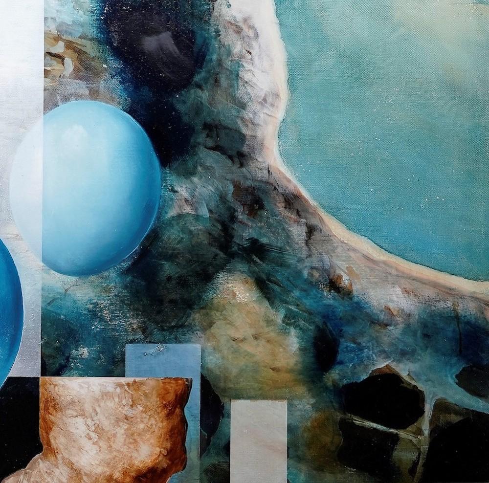 Root VIII by Joachim van der Vlugt - Semi-abstract painting, blue tones, tree For Sale 4