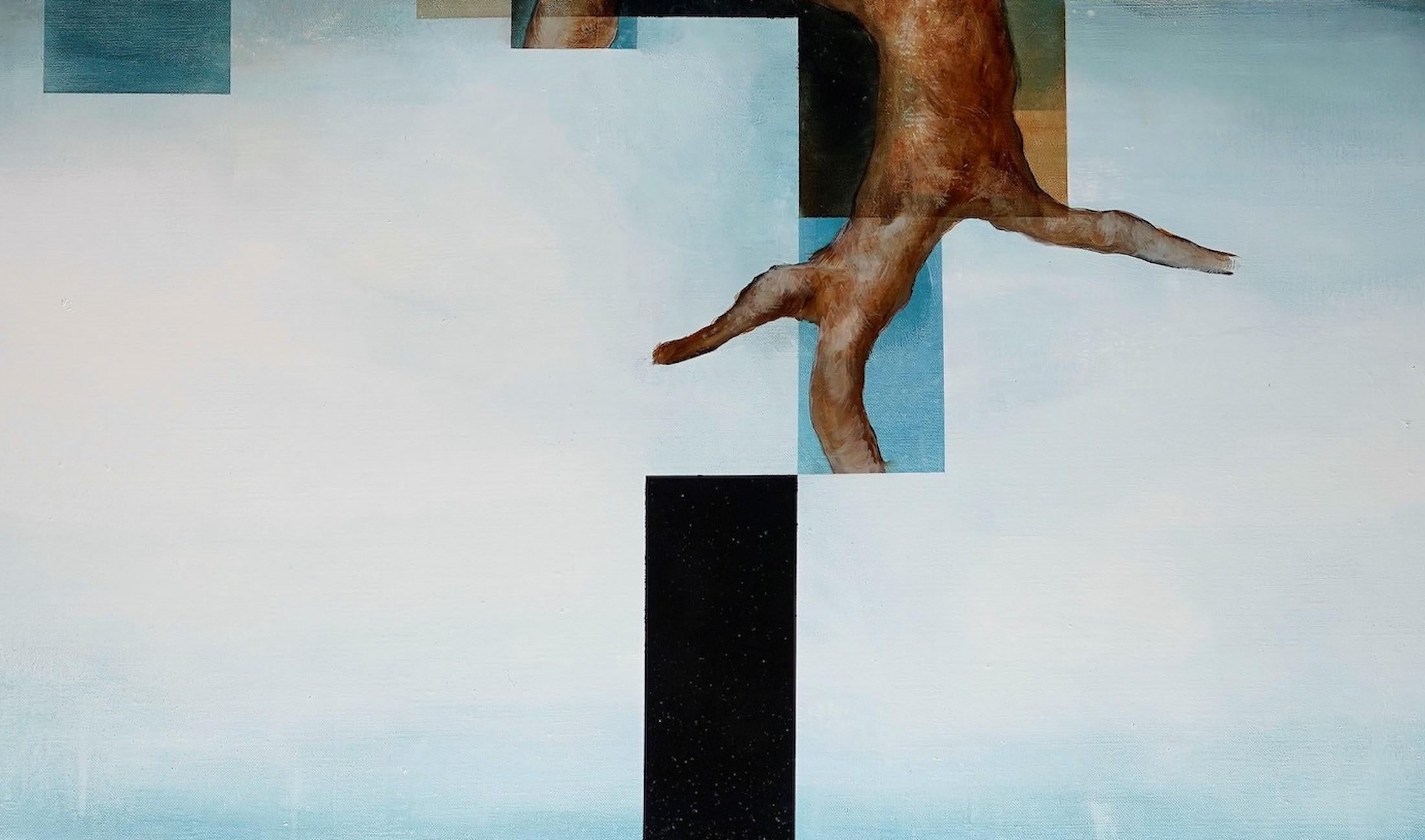 Root VIII by Joachim van der Vlugt - Semi-abstract painting, blue tones, tree For Sale 5