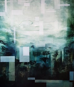 The aftermath II by Joachim van der Vlugt - Abstract painting, blue-green
