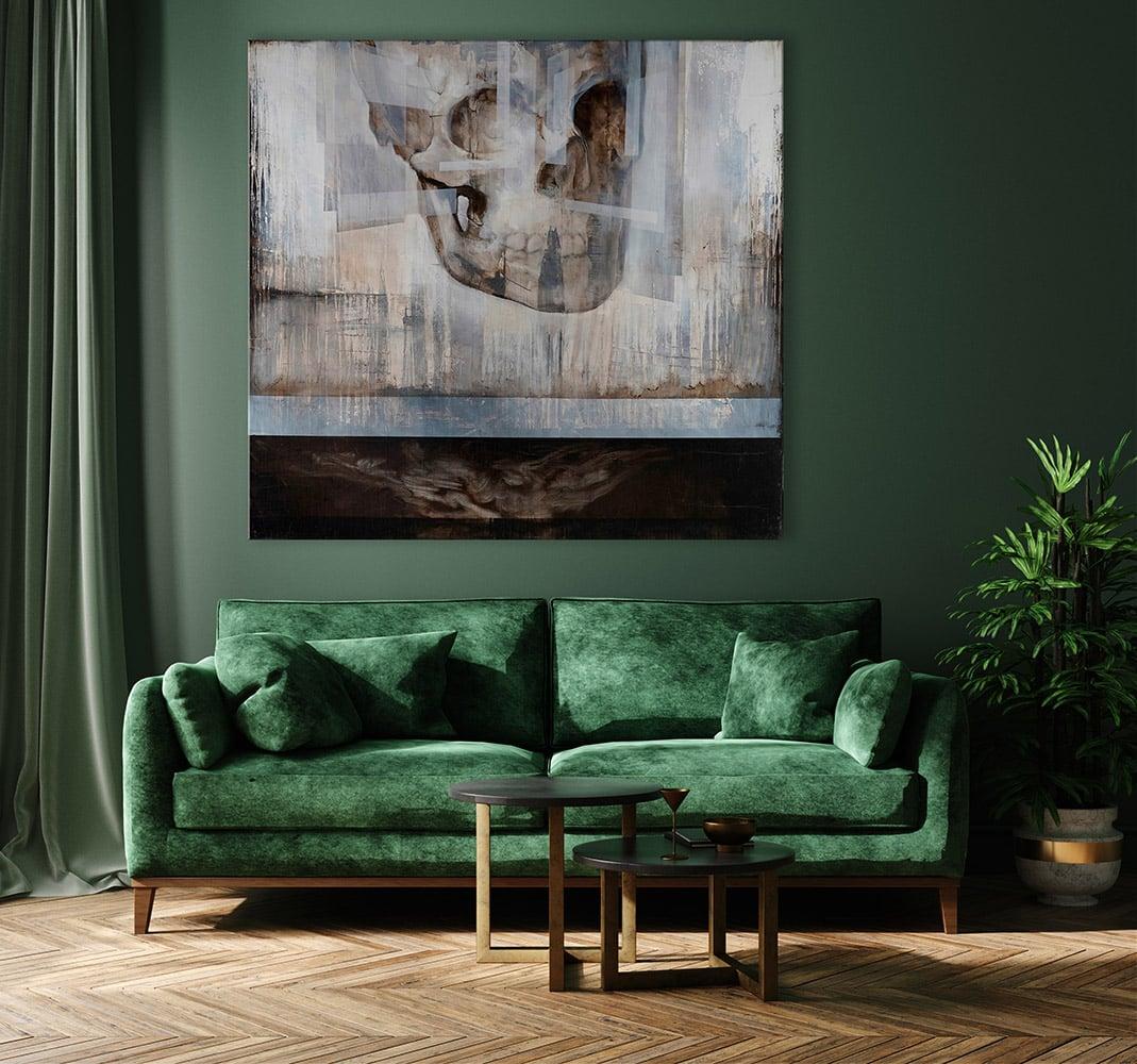 The Age of Reason I by Joachim Van der Vlugt -  Semi-abstract painting, scull - Painting de Joachim van der Vlugt