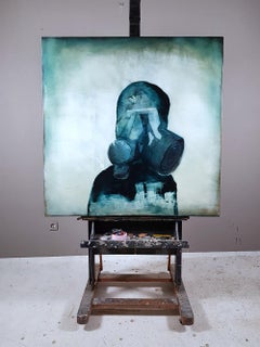 The Armour II by J. van der Vlugt - portrait painting, masked figure