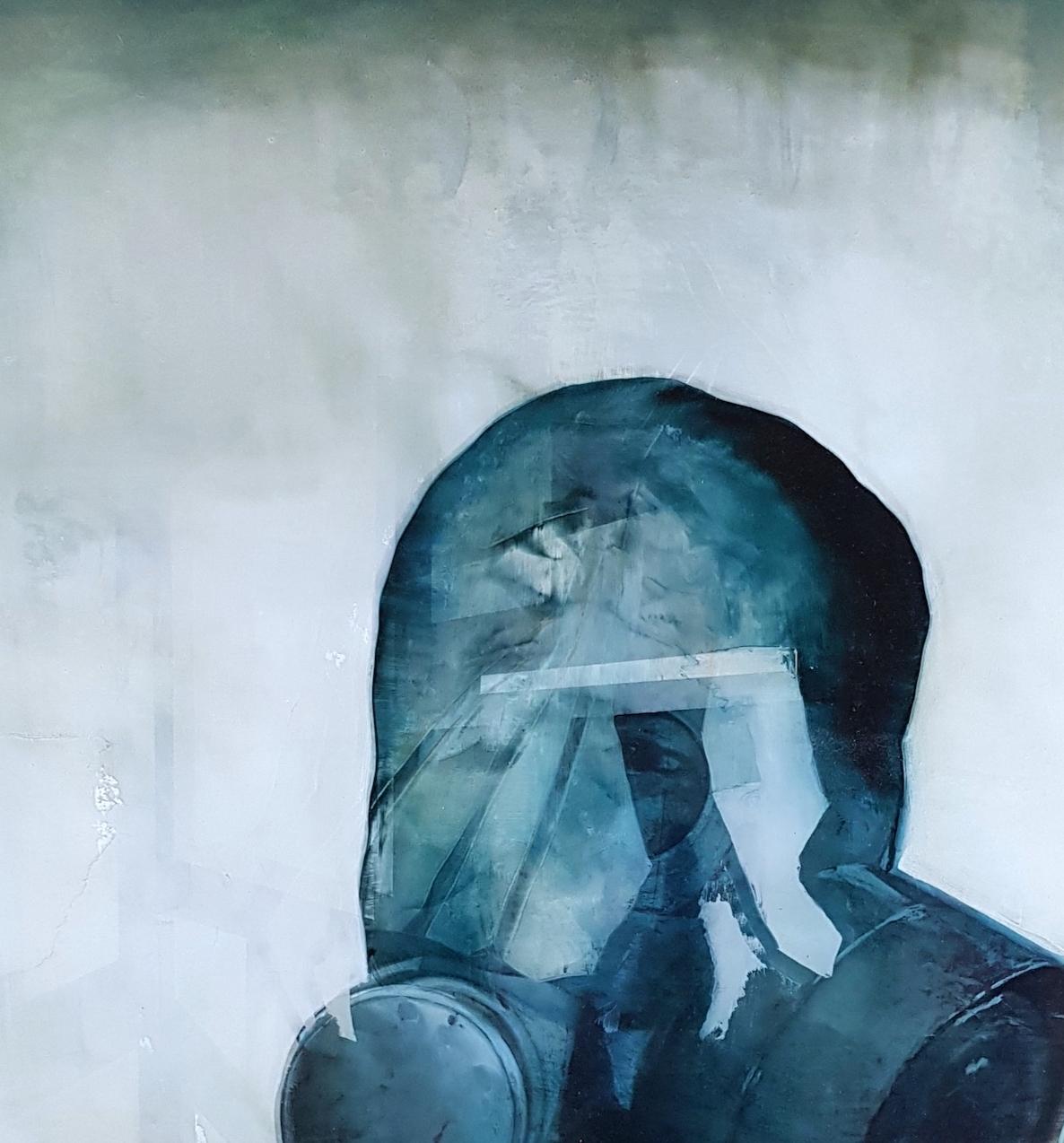 Die Rüstung II von J. van der Vlugt - Porträtmalerei, maskierte Figur im Angebot 2