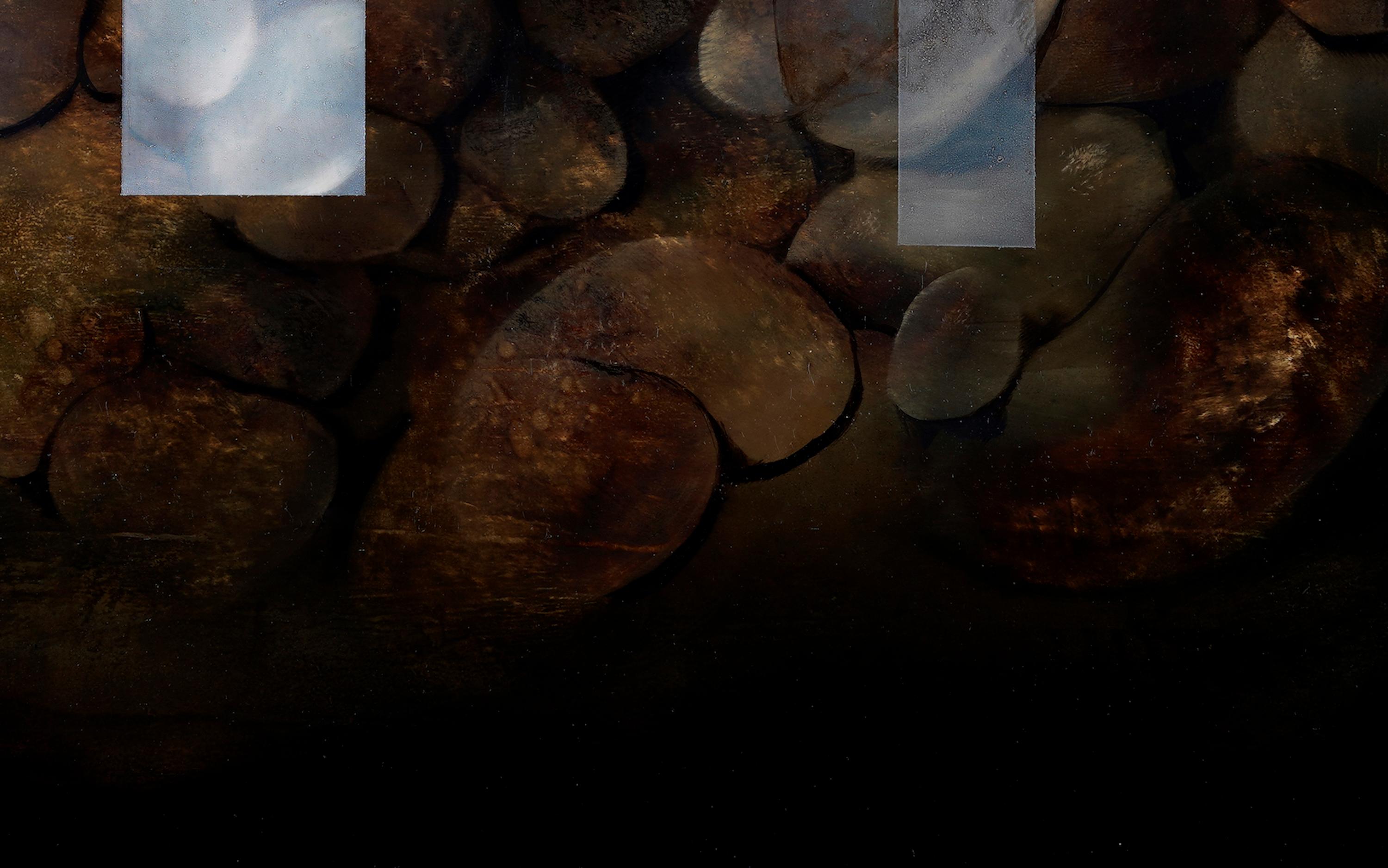 The Cell I von Joachim van der Vlugt - Semi-abstrakte Malerei, Brauntöne, Stein im Angebot 4