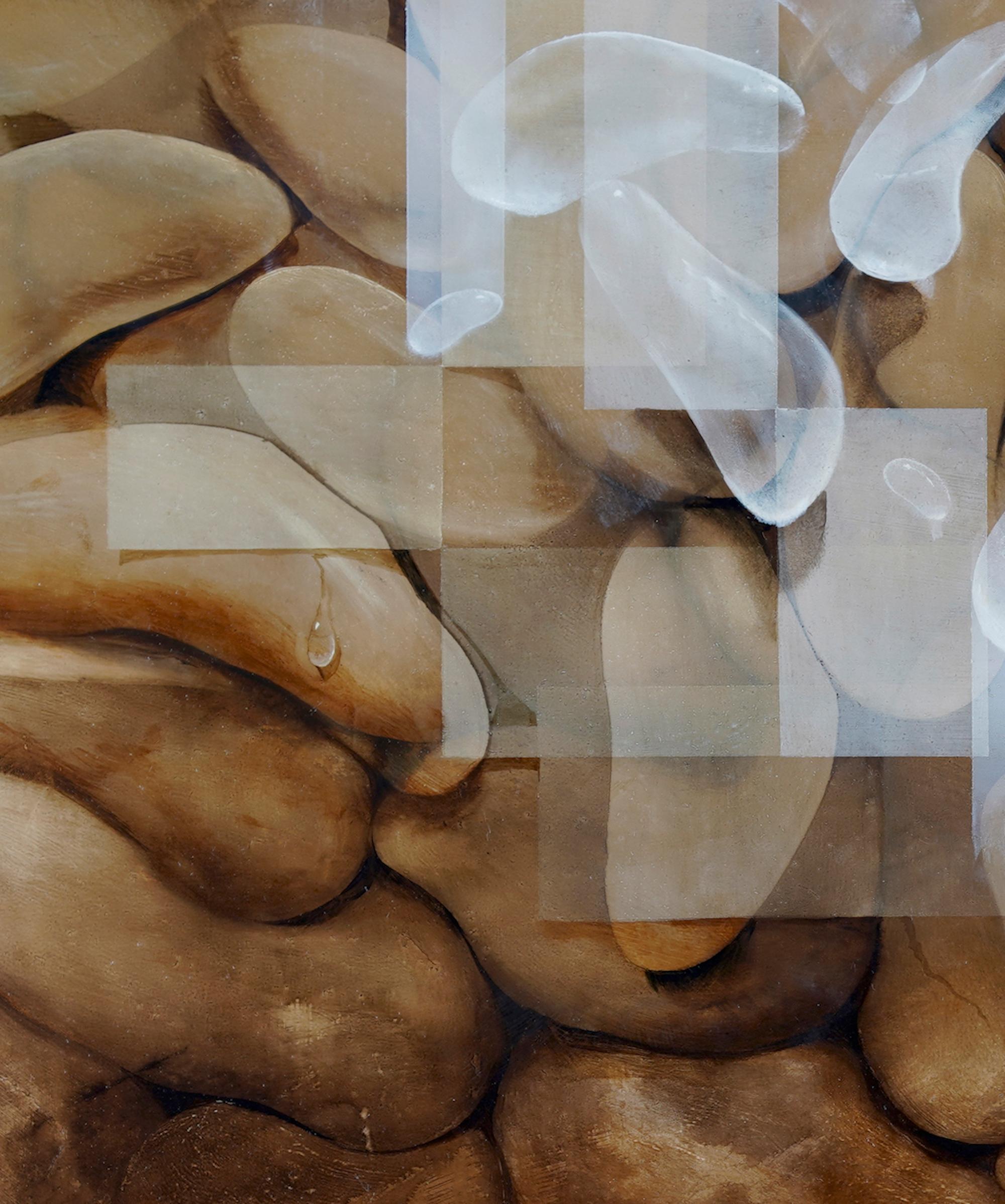 La Celda II de Joachim van der Vlugt - Pintura semiabstracta, tono marrón, piedra en venta 2