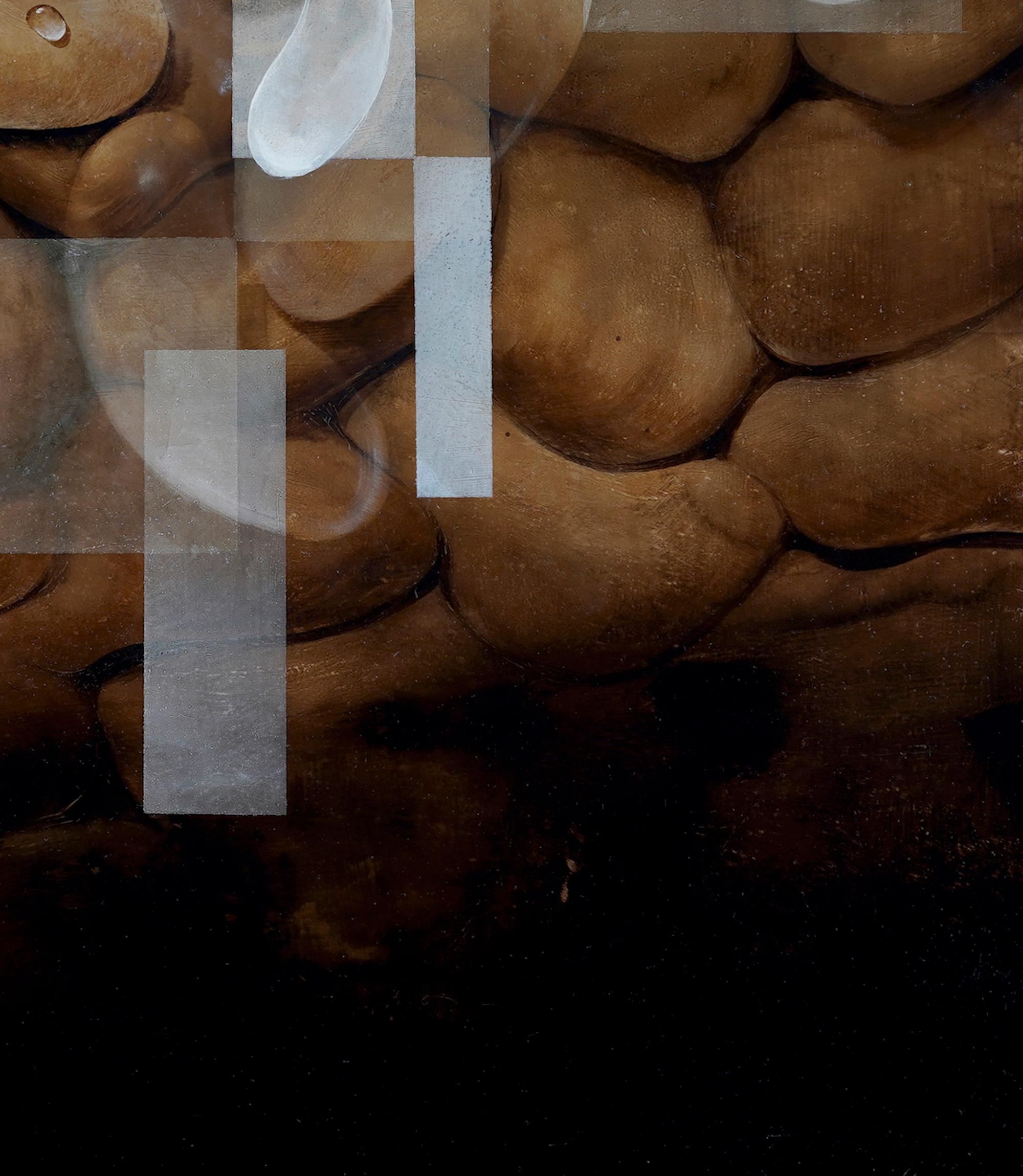 The Cell II von Joachim van der Vlugt - Halbabstrakte Malerei, Braunton, Stein im Angebot 4