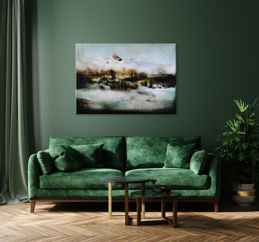 The Distant King III von Joachim van der Vlugt - Semi-abstraktes Gemälde, Berg im Angebot 1