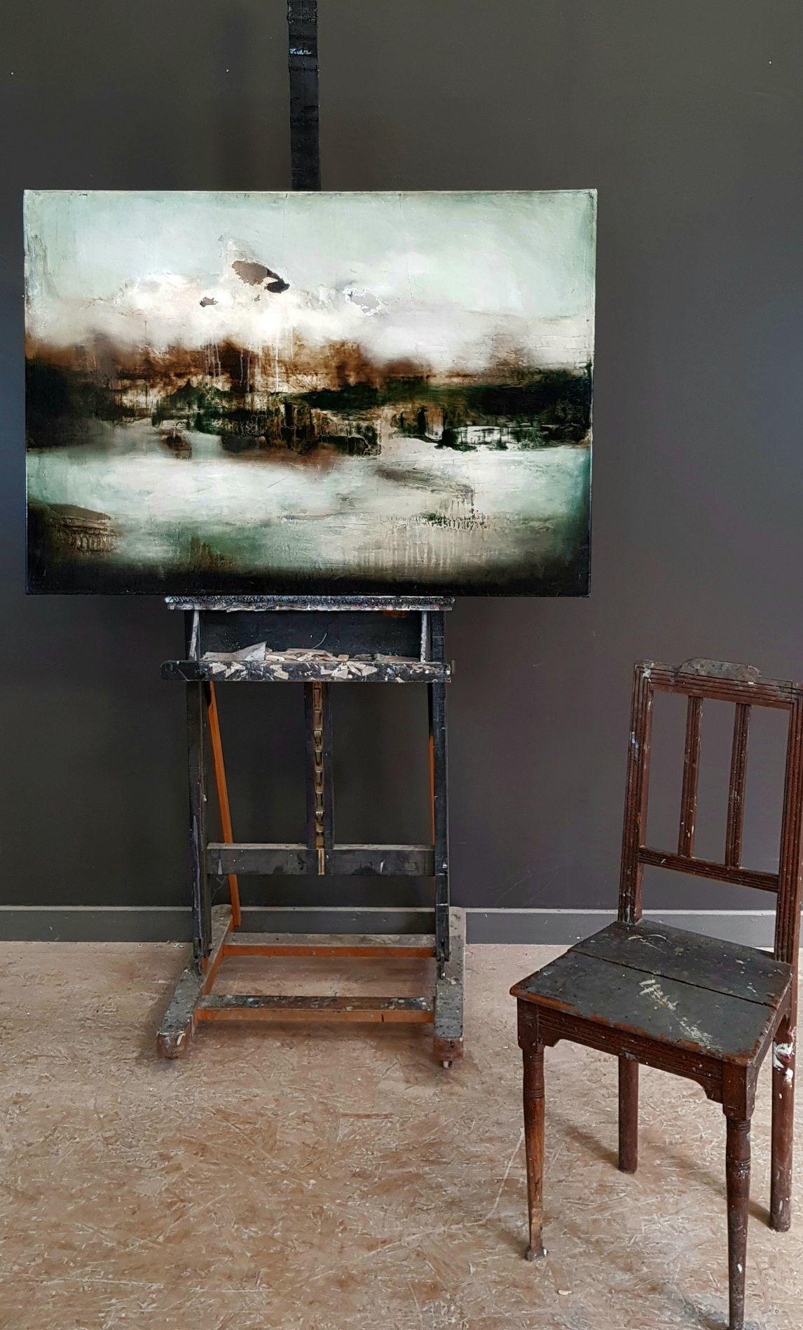 El Rey Distante III de Joachim van der Vlugt - Pintura semiabstracta, montaña en venta 2