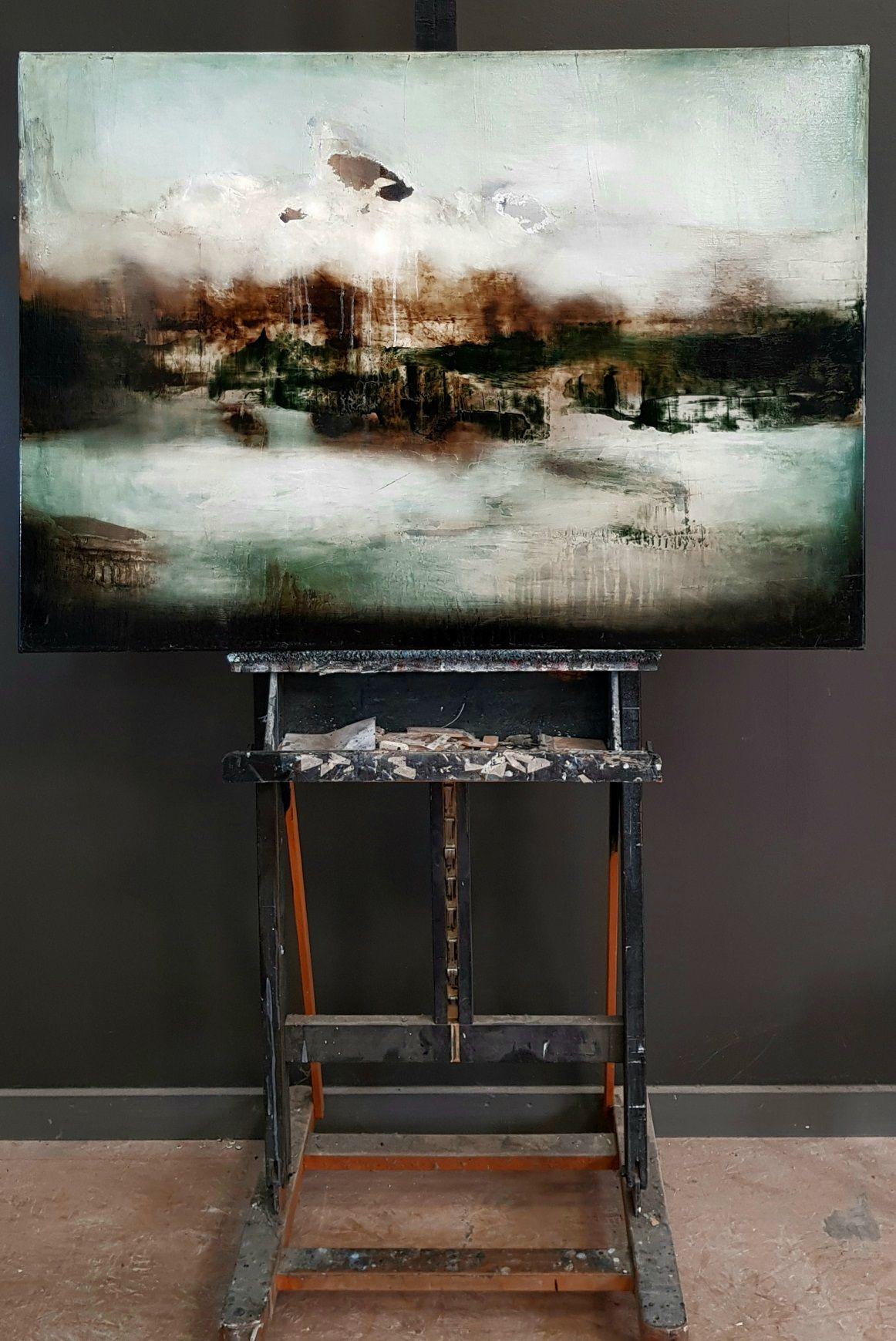 The Distant King III von Joachim van der Vlugt - Semi-abstraktes Gemälde, Berg im Angebot 3