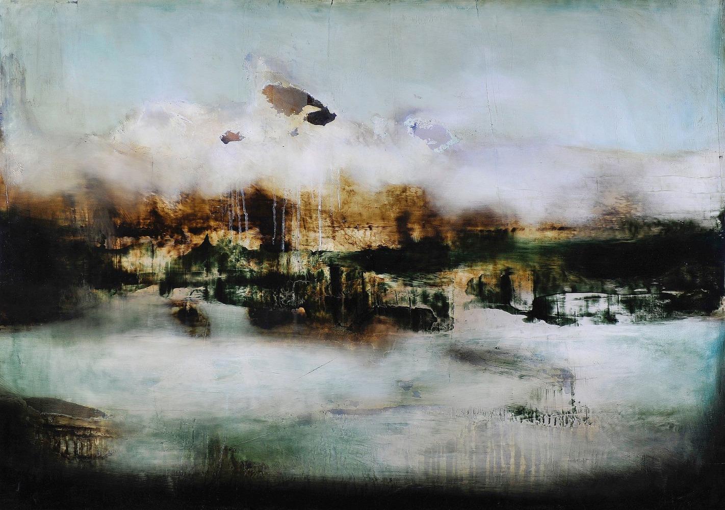 The Distant King III von Joachim van der Vlugt - Semi-abstraktes Gemälde, Berg