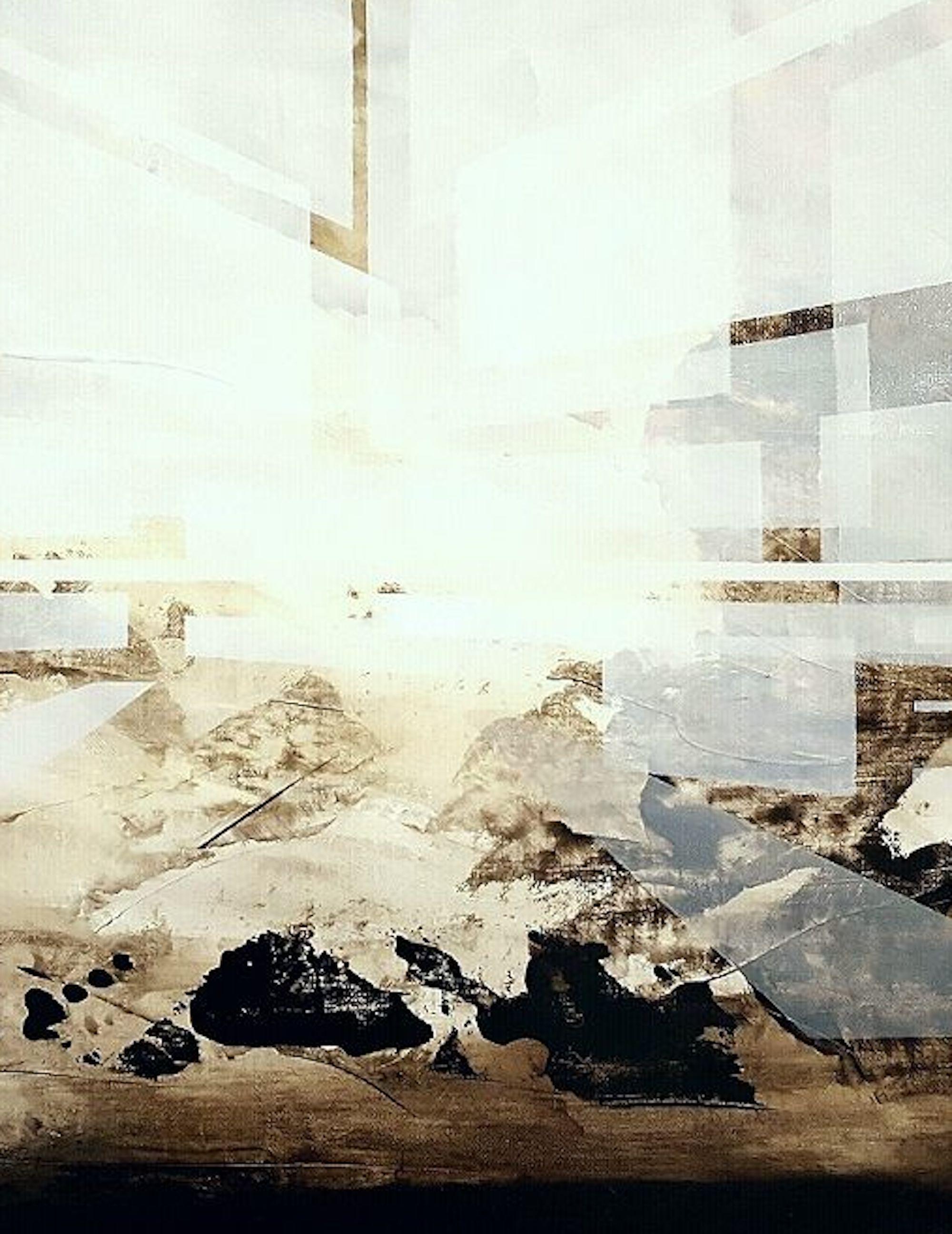 Der Brunnen I von Joachim van der Vlugt – Halbabstrakte Malerei, graue Farbe im Angebot 3