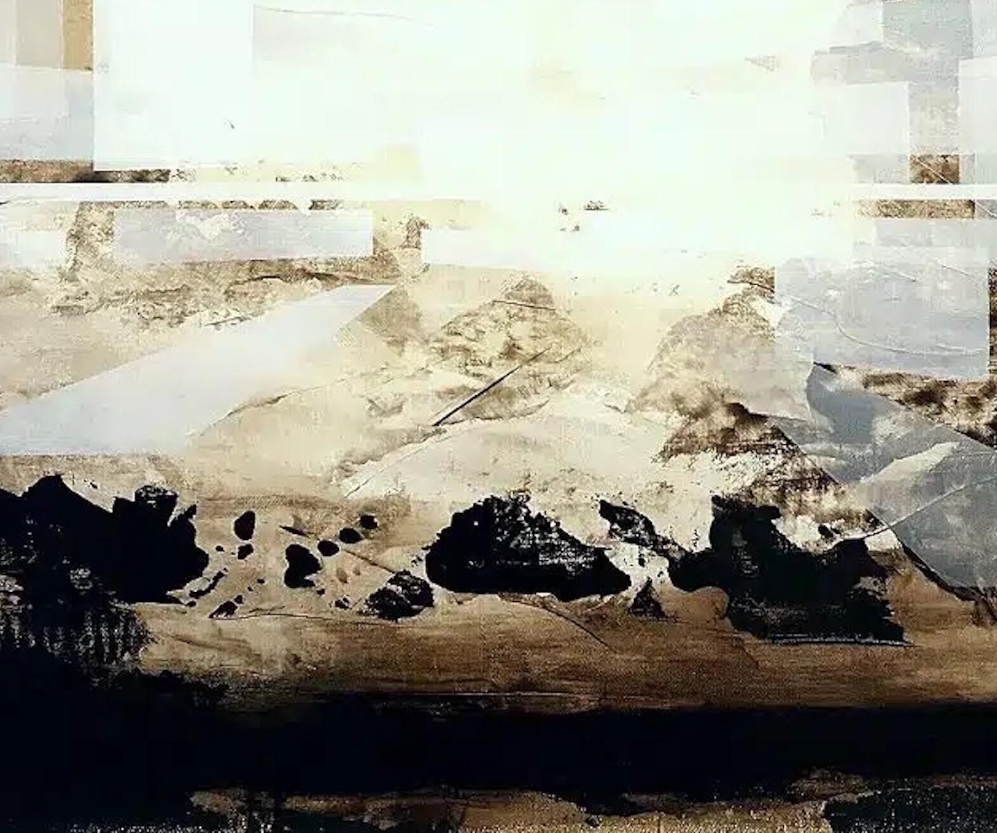 Der Brunnen I von Joachim van der Vlugt – Halbabstrakte Malerei, graue Farbe im Angebot 5