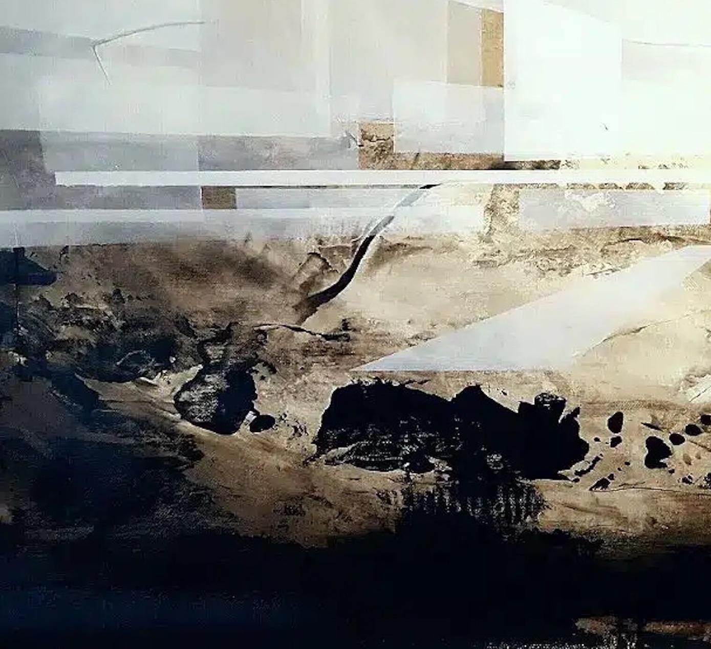 Der Brunnen I von Joachim van der Vlugt – Halbabstrakte Malerei, graue Farbe im Angebot 7