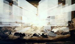 The Fountain I by Joachim van der Vlugt - Semi-abstract painting, grey colour