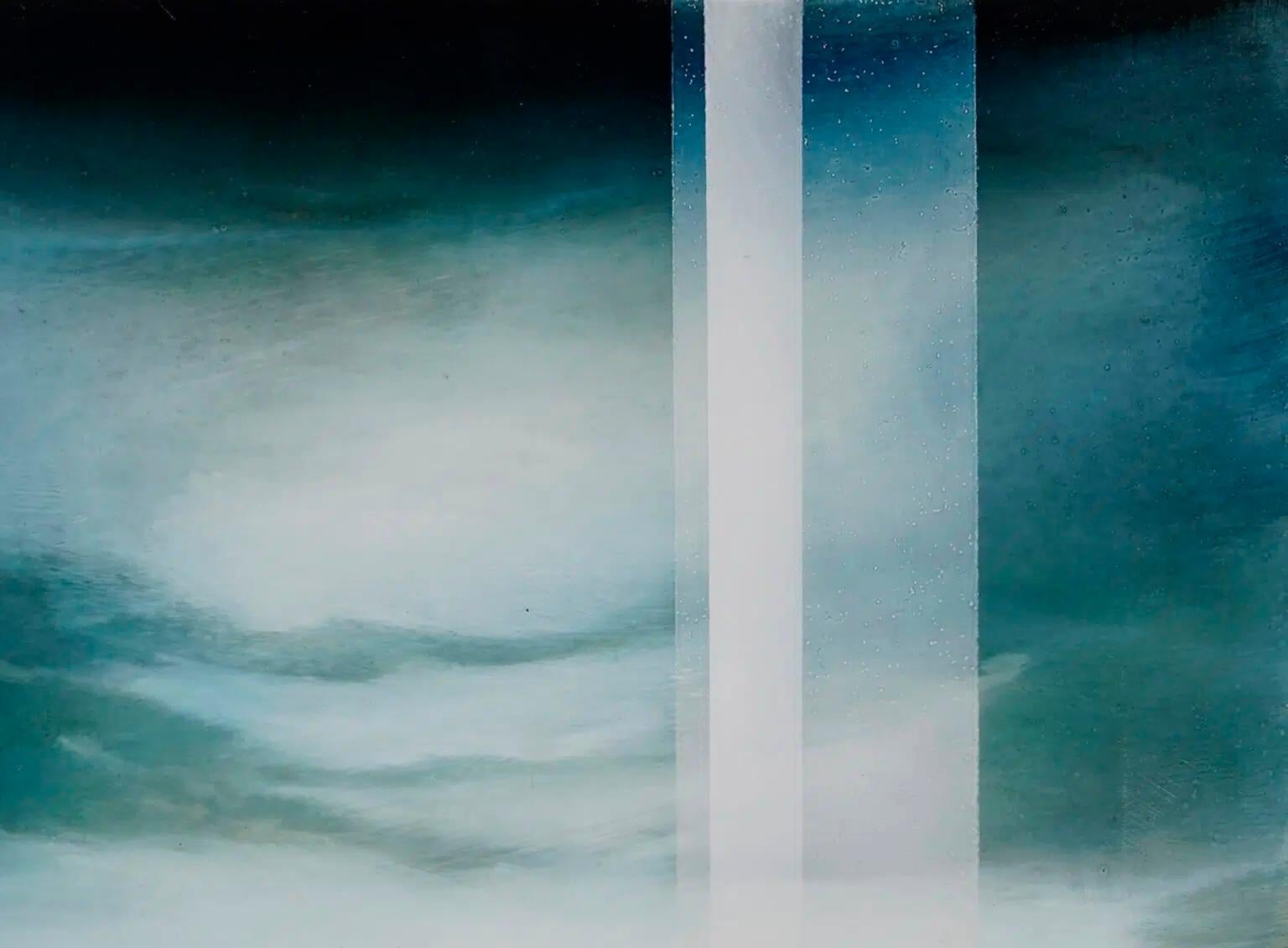 Die üppige Höhe I von Joachim van der Vlugt - Semi-abstrakte Malerei, Blautöne im Angebot 2