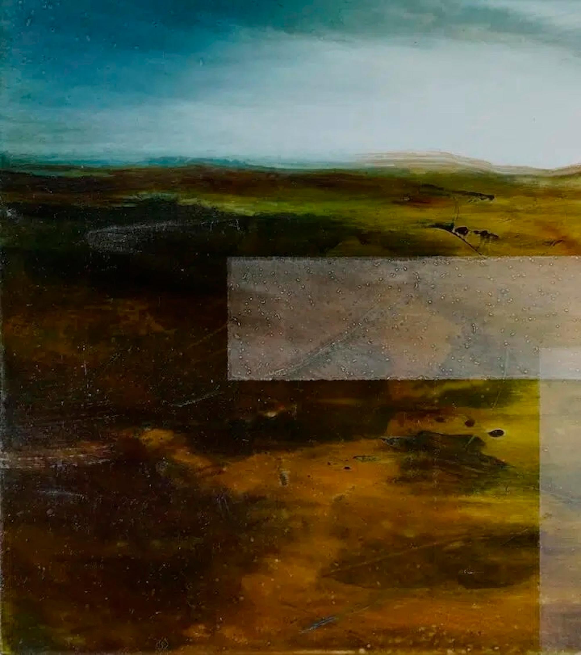 Die üppige Höhe I von Joachim van der Vlugt - Semi-abstrakte Malerei, Blautöne im Angebot 5