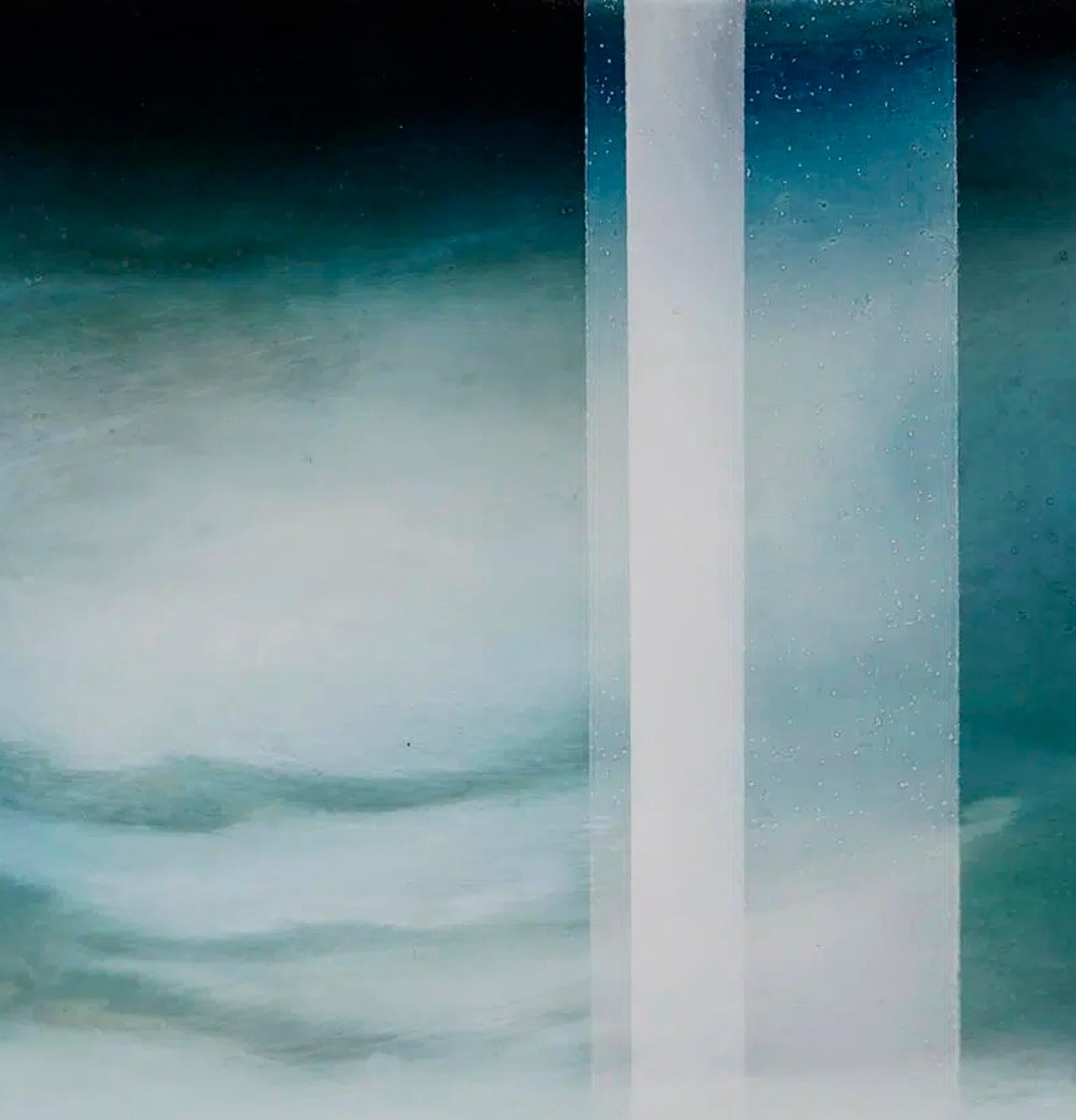 Die üppige Höhe I von Joachim van der Vlugt - Semi-abstrakte Malerei, Blautöne im Angebot 6