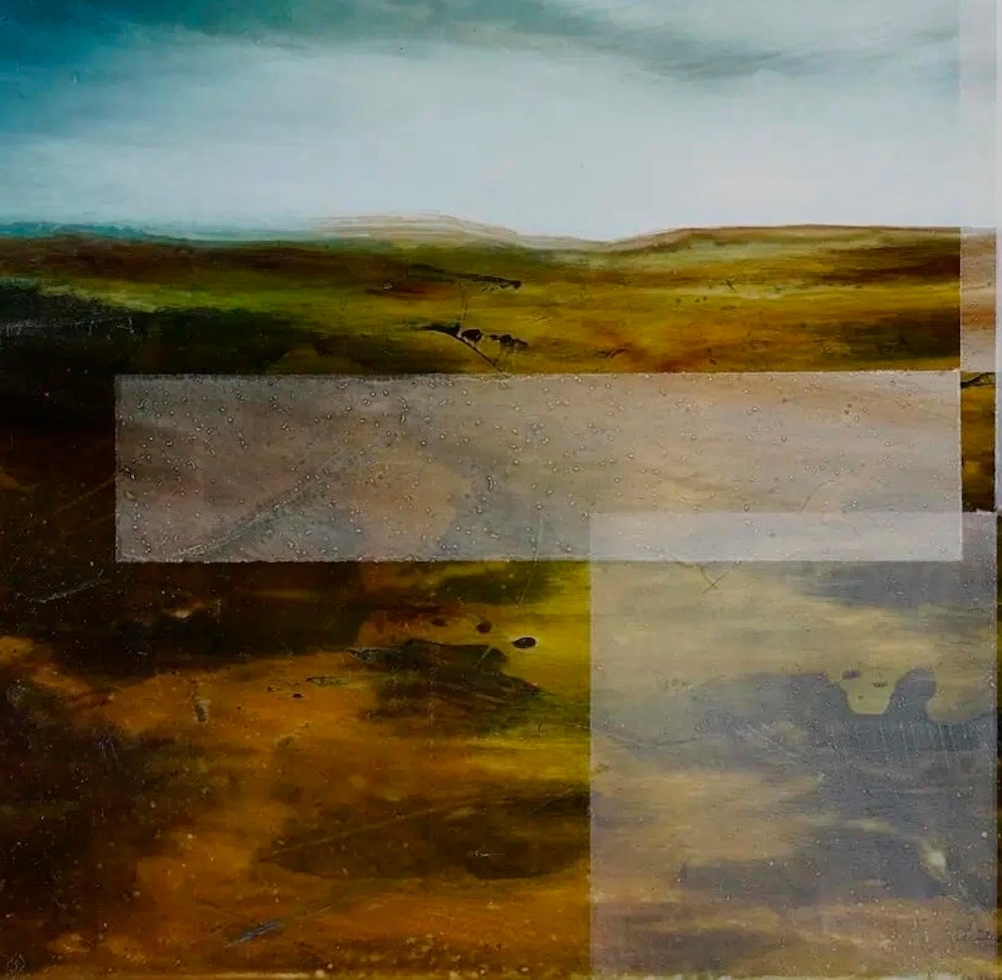 Die üppige Höhe I von Joachim van der Vlugt - Semi-abstrakte Malerei, Blautöne im Angebot 7