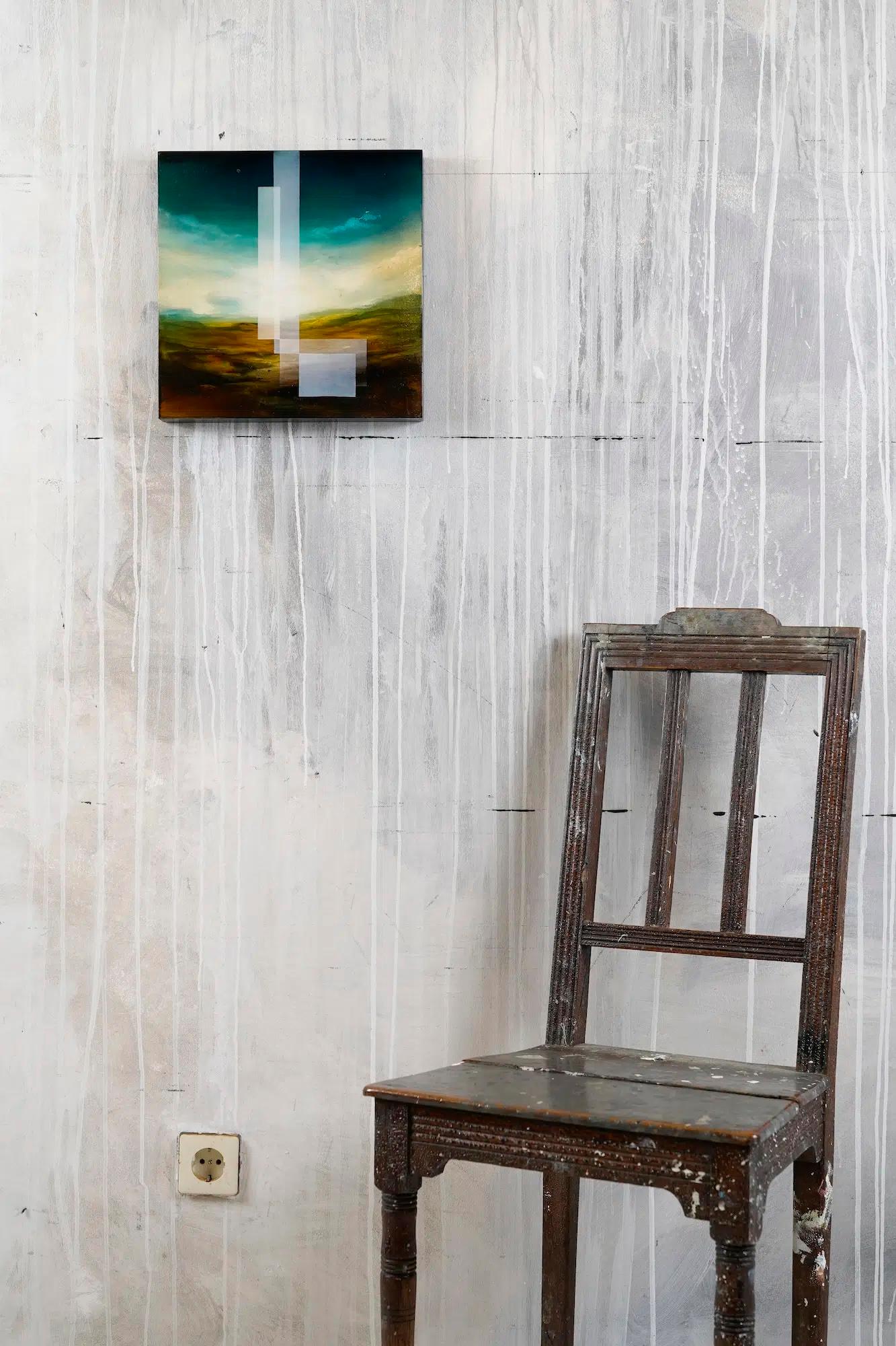 The lush height III by Joachim van der Vlugt - Semi-abstract painting, blue For Sale 1