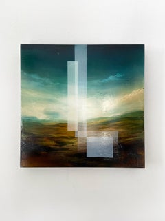 The lush height III by Joachim van der Vlugt - Semi-abstract painting, blue