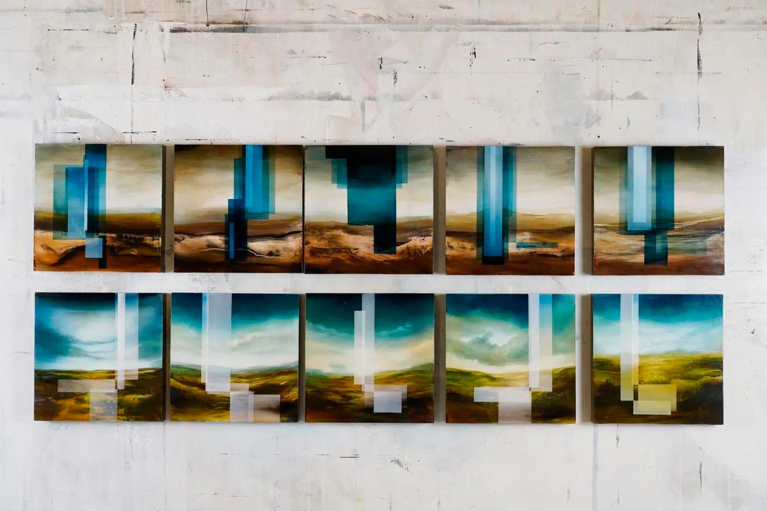 The lush height III by Joachim van der Vlugt - Semi-abstract painting, blue For Sale 4