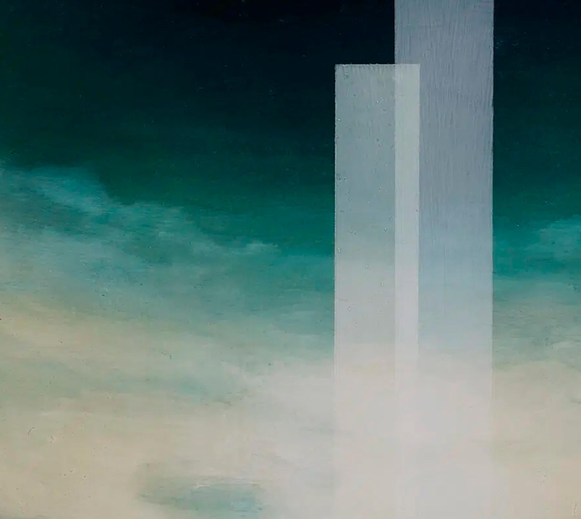 The lush height III by Joachim van der Vlugt - Semi-abstract painting, blue For Sale 5