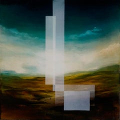 The lush height III by Joachim van der Vlugt - Semi-abstract painting, blue