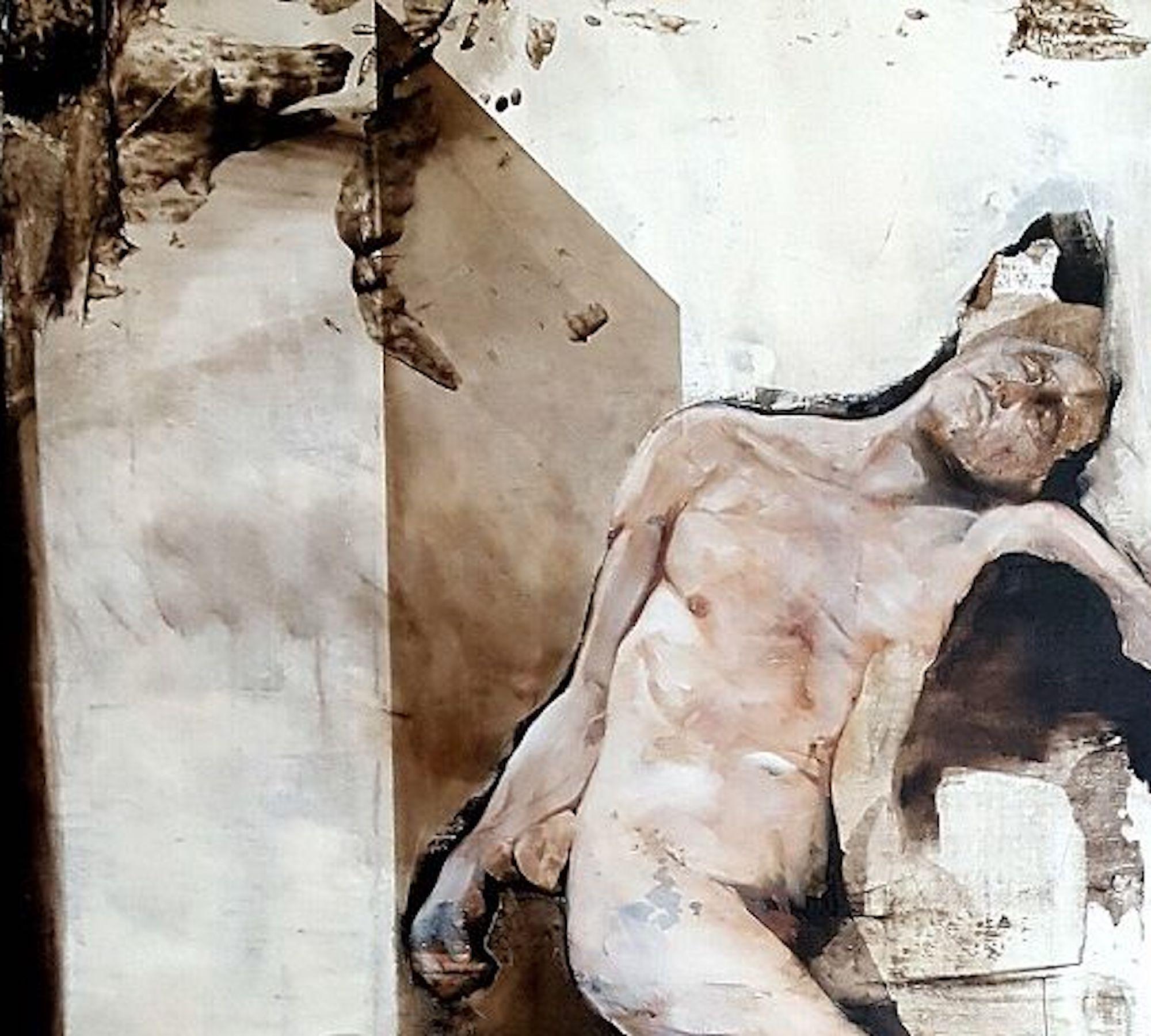 The Samaritan von Joachim van der Vlugt - Zeitgenössisches religiöses Gemälde im Angebot 4