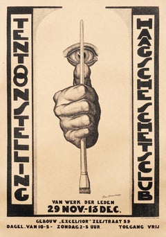 The Haage Sketch Club Exhibit - Original Vintage Dutch Exhibition Poster 1930s