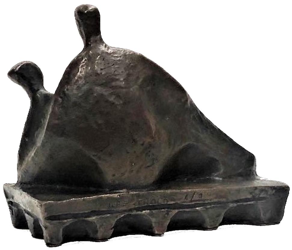 Joahim Berthold, Modernist Bronze Sculpture of a Lounging Couple, ca. 1960 In Good Condition For Sale In New York, NY