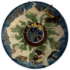 Plat en céramique de Joakim Skovgaard à motifs d'animaux et de plantes, Danemark, C.1887