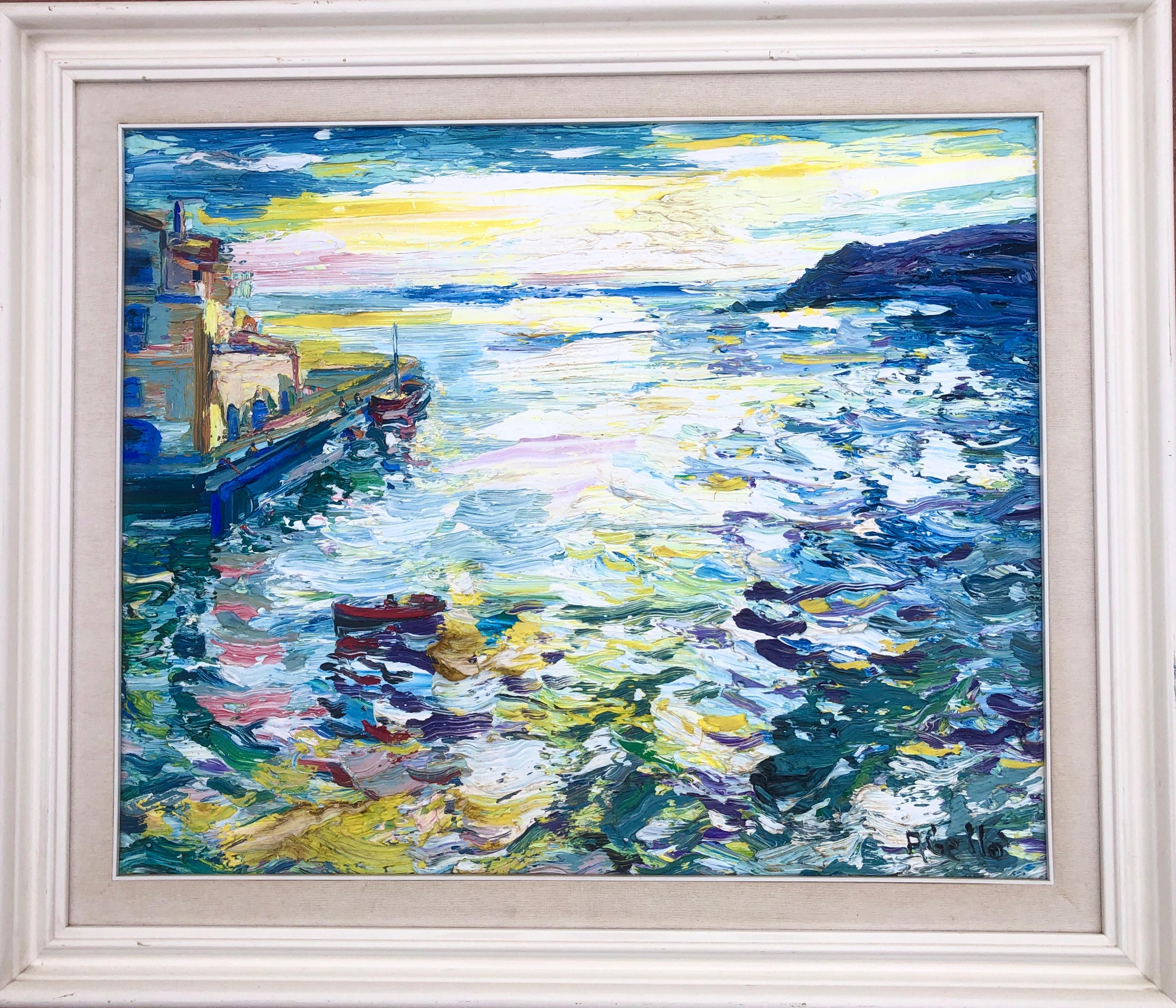 Joan Abello Cadaques original oil canvas painting Spanish seascape - Painting by Joan Abello Prat